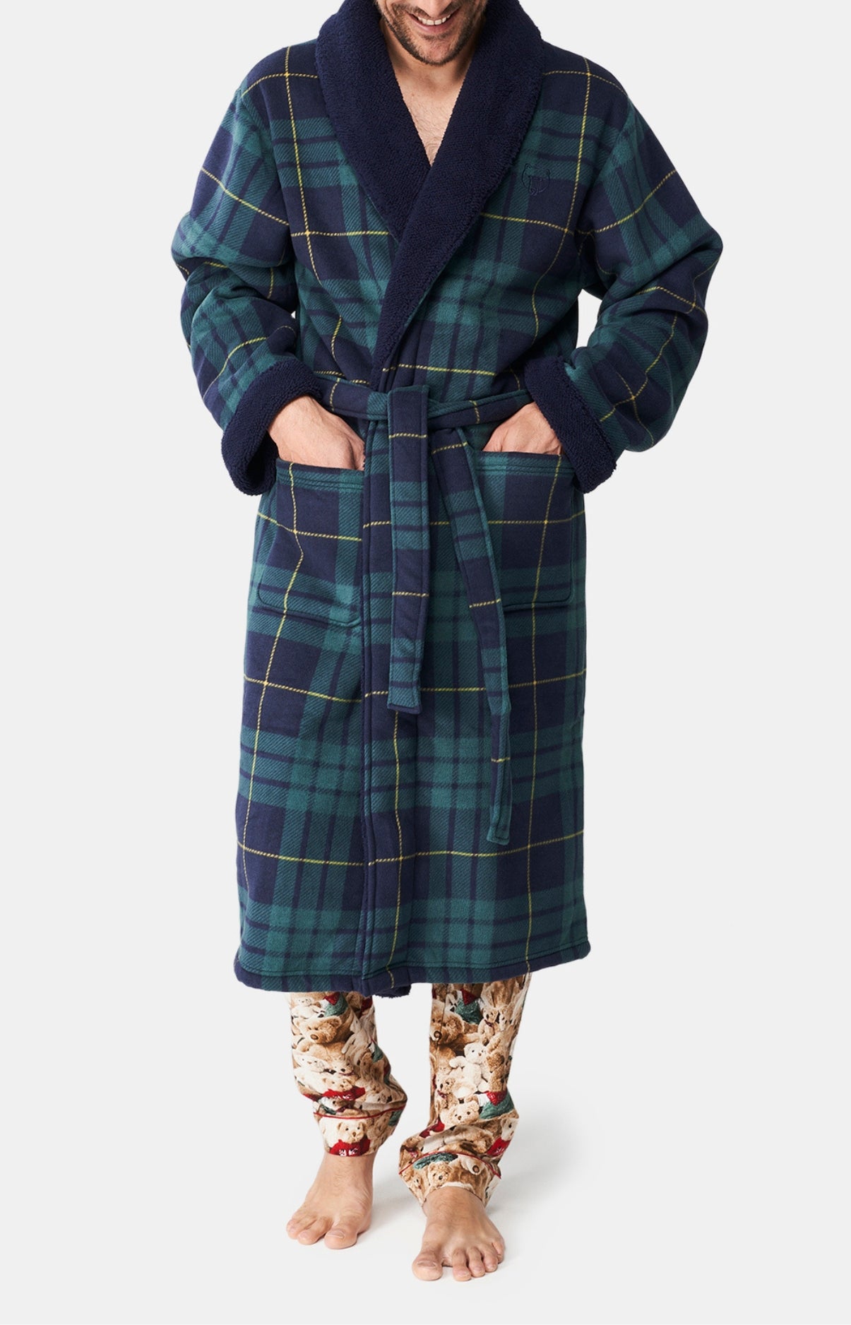 arthur-bob-robe-de-chambre-polaire-homme-vert-cossais image 4