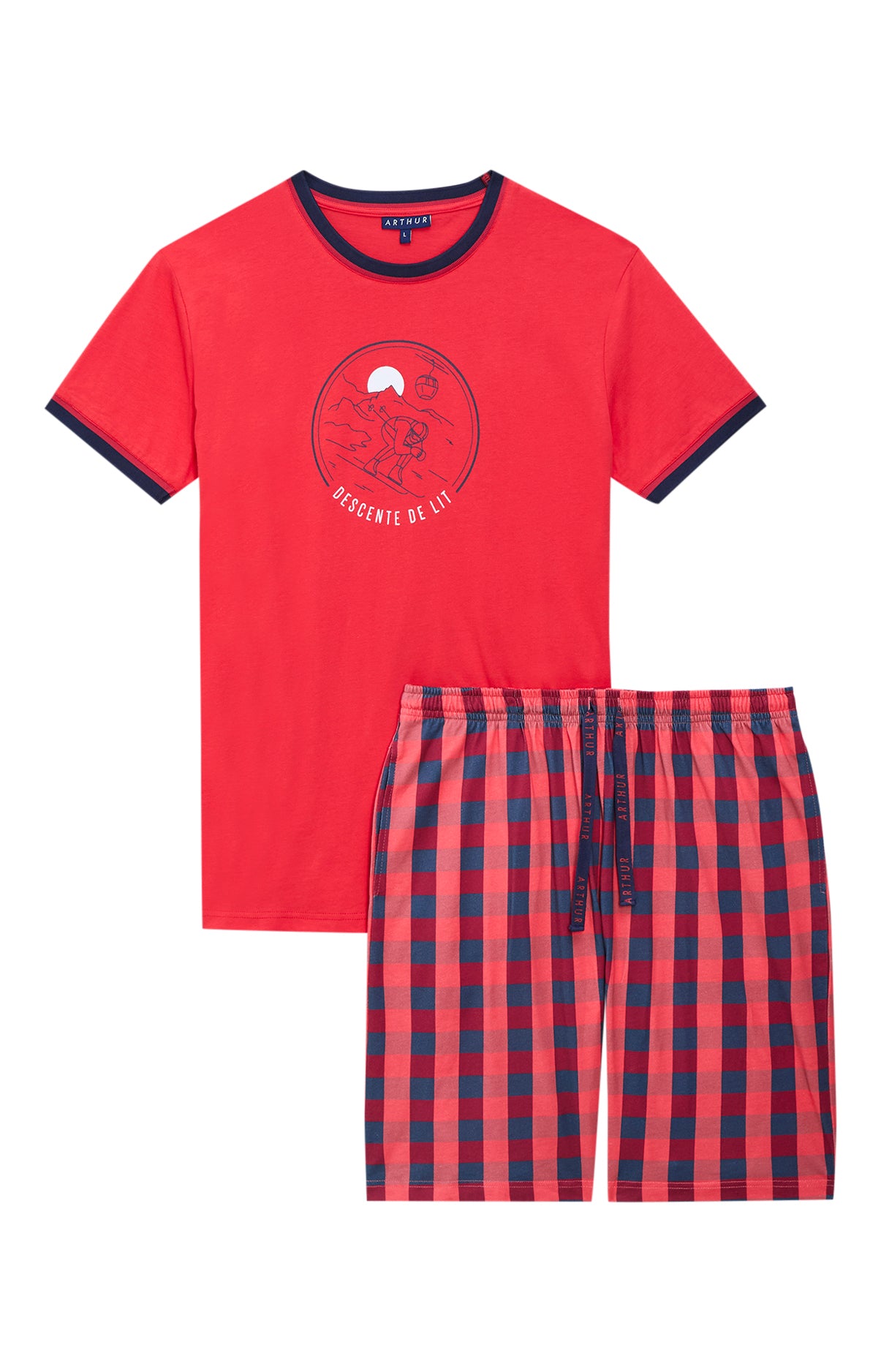 arthur-bob-descente-de-lit-pyjashort-homme-rouge-coton-bio image 3