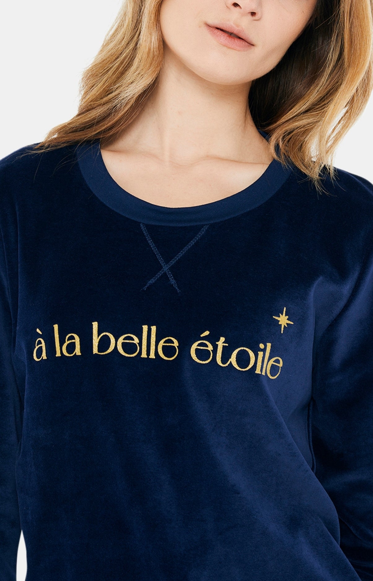 arthur-bob-pyjama-femme-marine-uni-chaud-hiver image 2