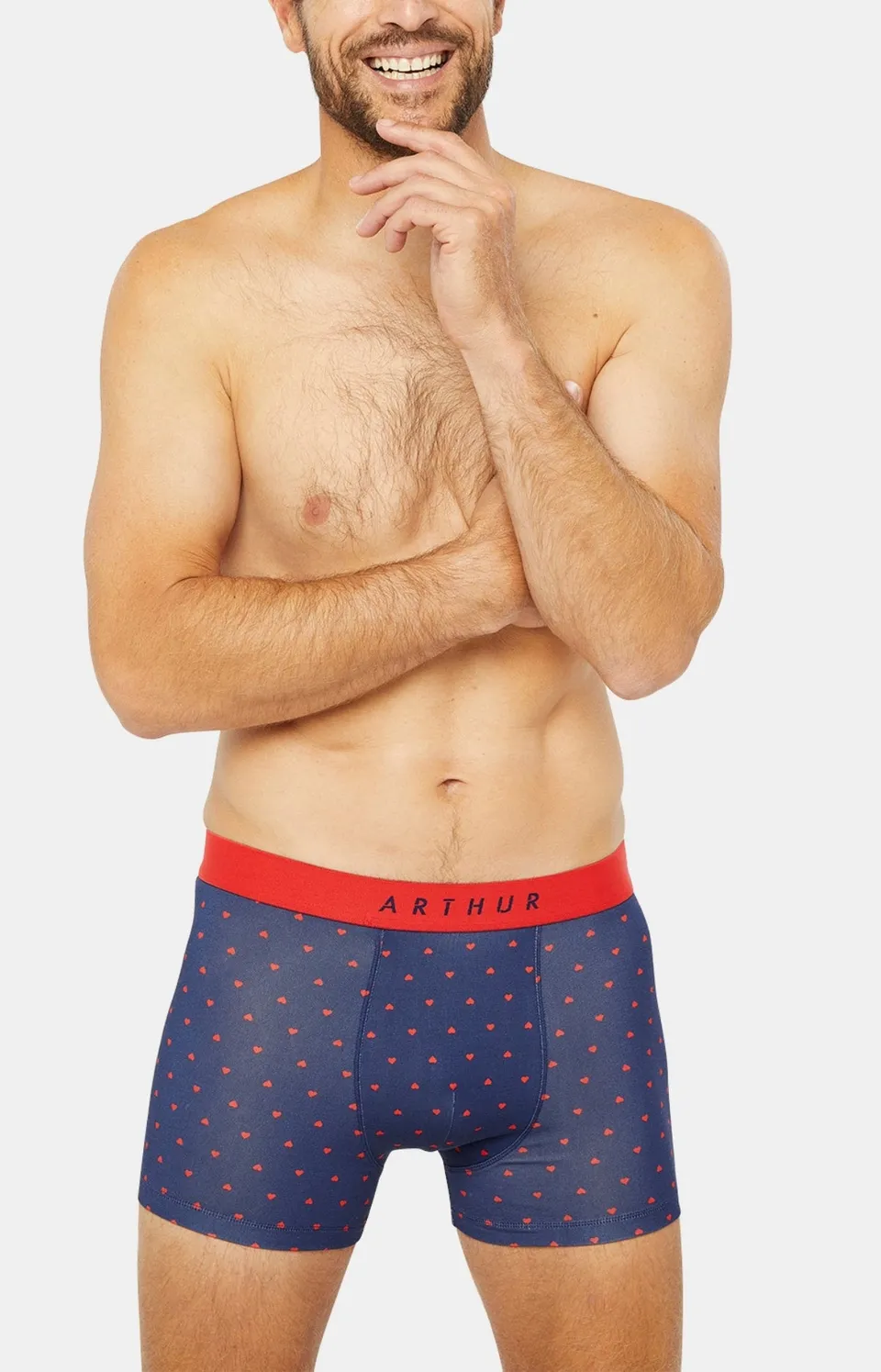 arthur-bob-boxer-homme-marine-joli-coeur-coton-bio image 1