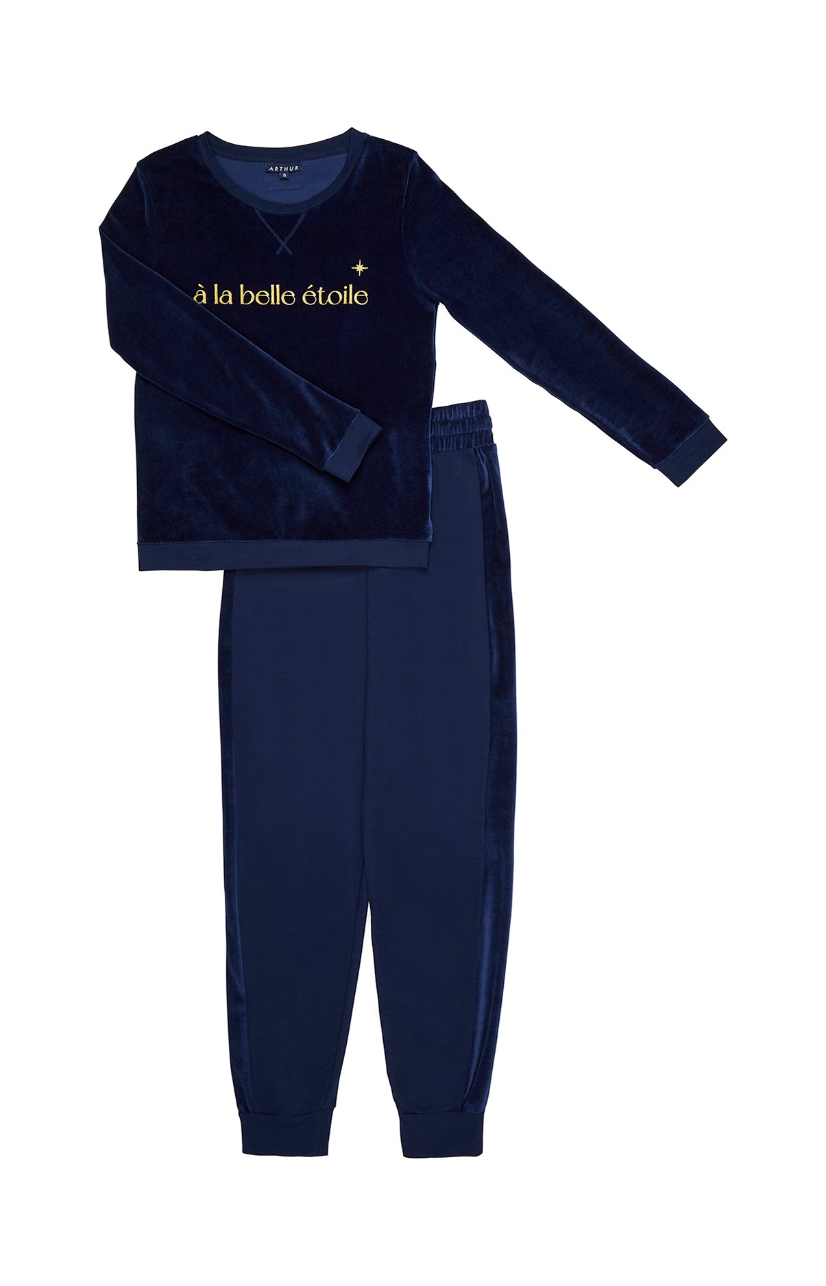 arthur-bob-pyjama-femme-marine-uni-chaud-hiver image 3