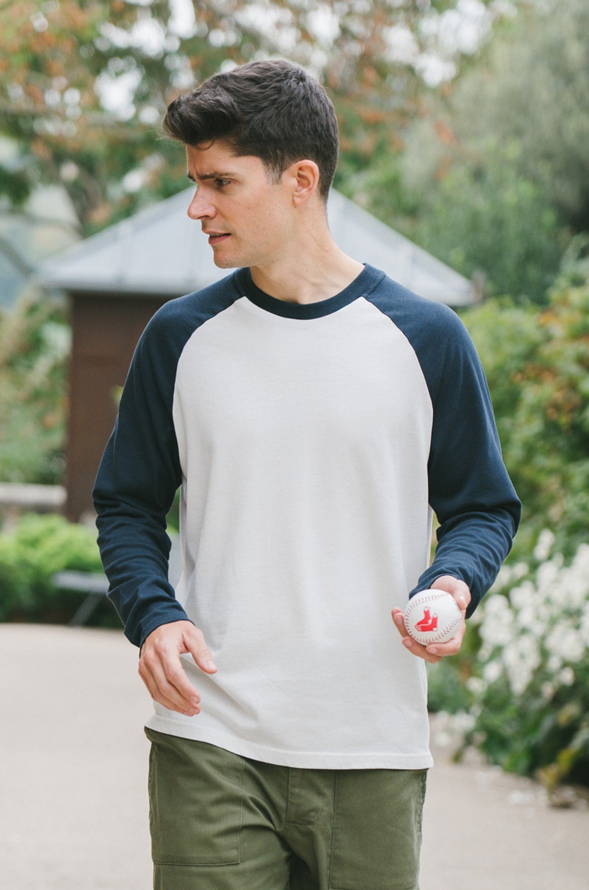 p-trone-t-shirt-manches-longues-coupe-droite-blanc-cr-me-coton image 3