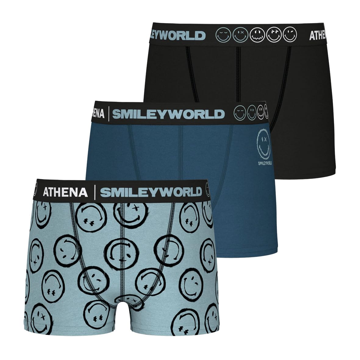 athena-graphic-lot-3-boxers-gar-on-smiley-12-ans image 1