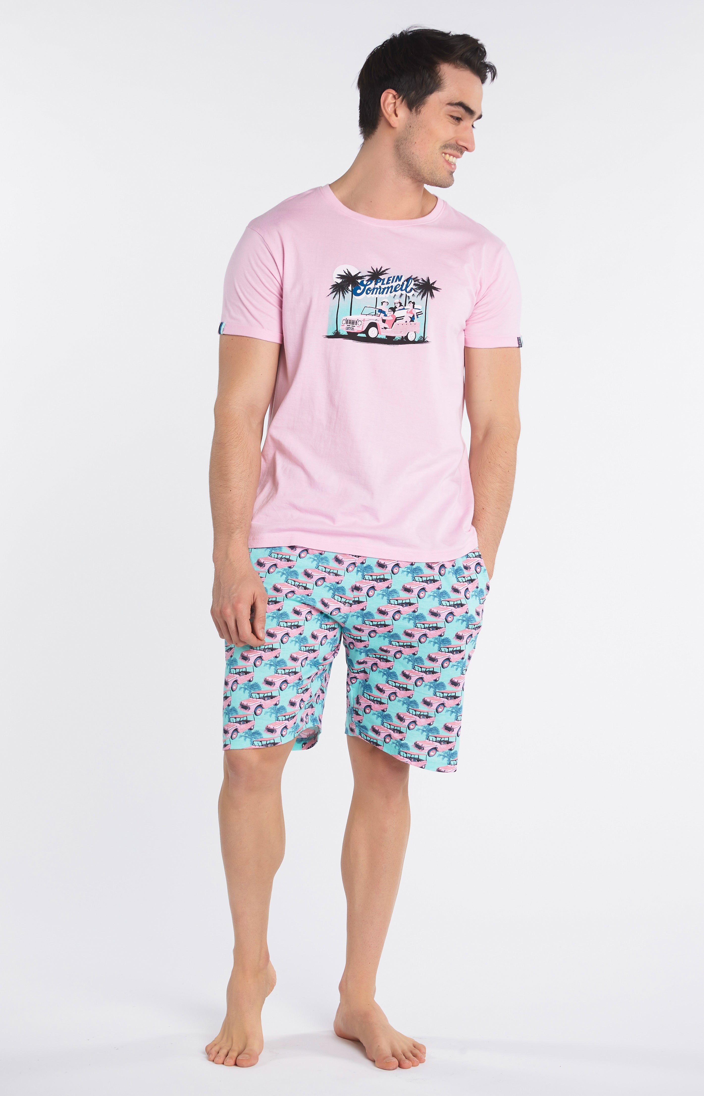 arthur-bob-mehari-pyjashort-coton-bio-homme-rose image 5