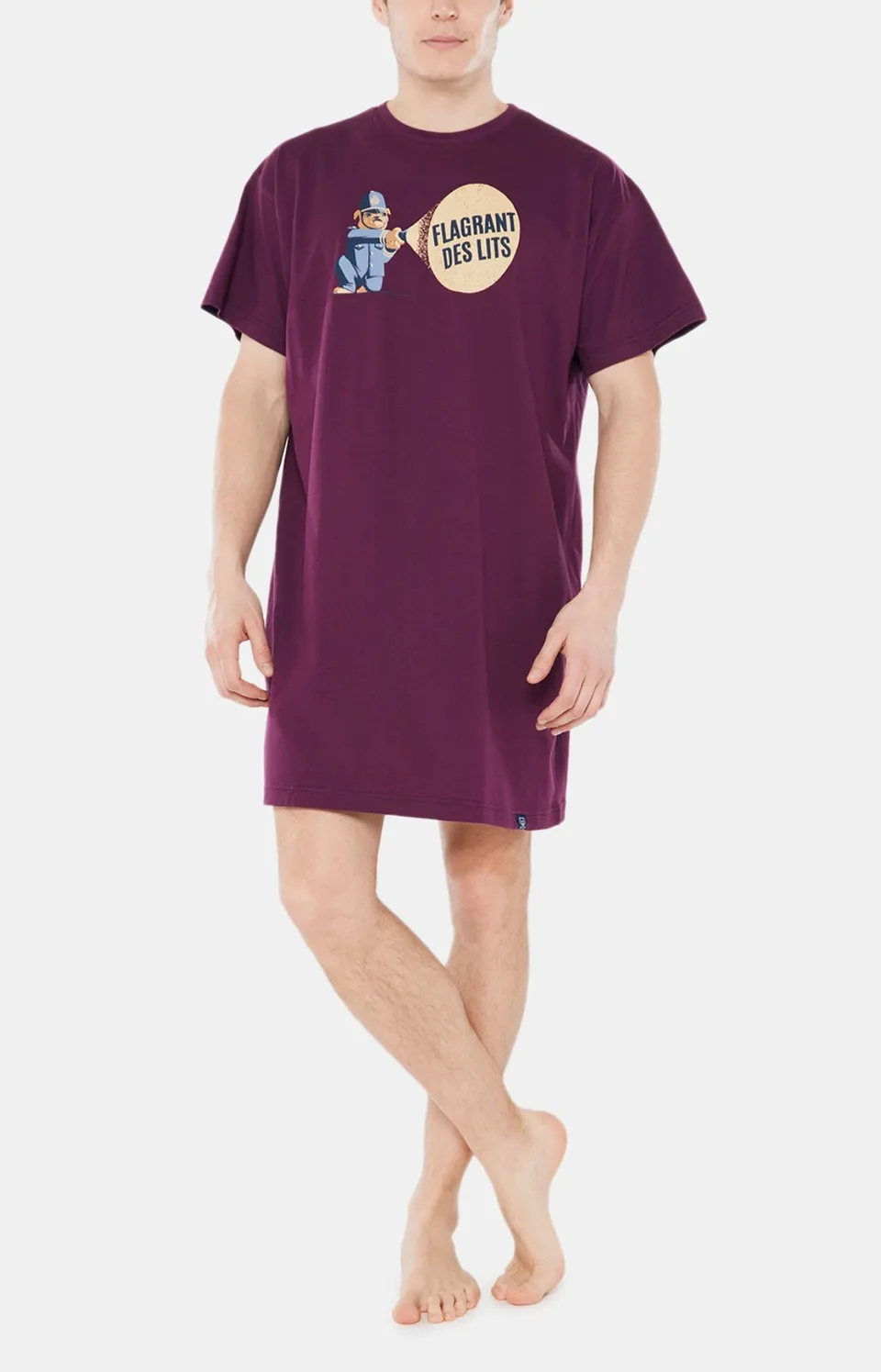 arthur-bob-bobby-maxi-tee-shirt-nuit-bordeaux-chien image 1