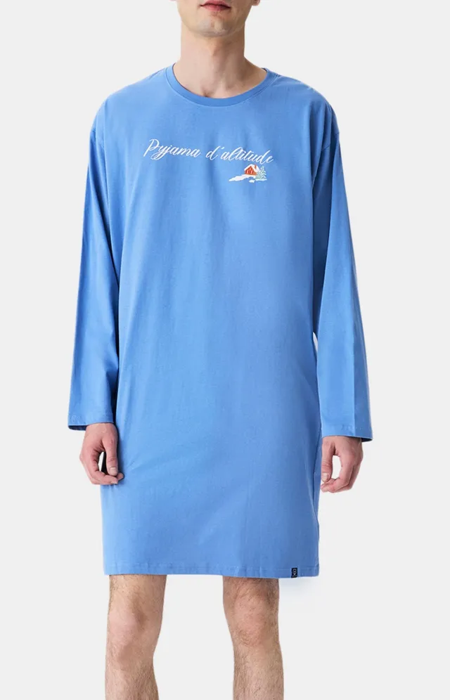 arthur-bob-no-l-en-altitude-chemise-de-nuit-bleu-coton-bio image 1