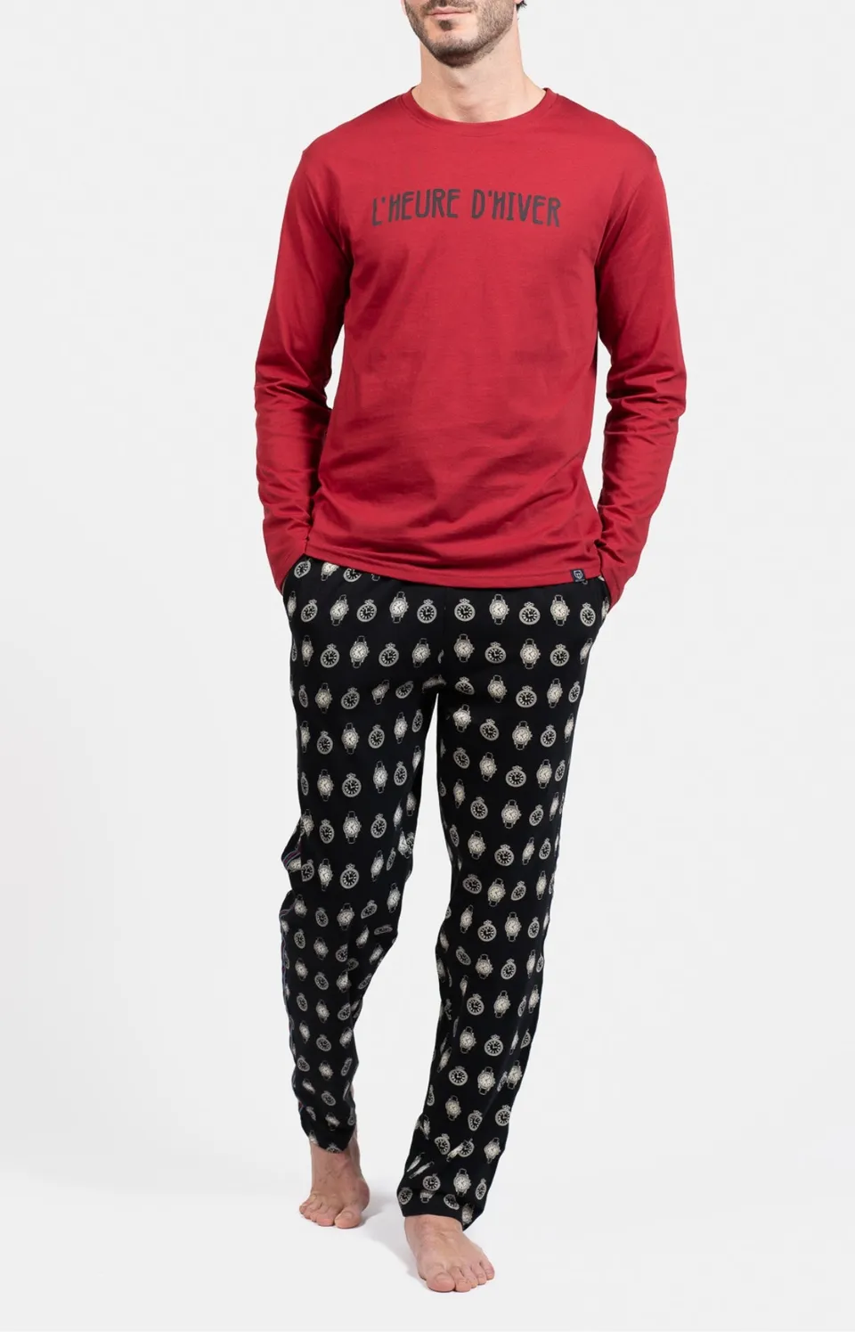 arthur-bob-pyjama-a-l-heure-noir-coton-bio-ensemble-homme image 1