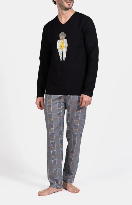 arthur-bob-charles-pyjama-homme-long-noir-coton image 1