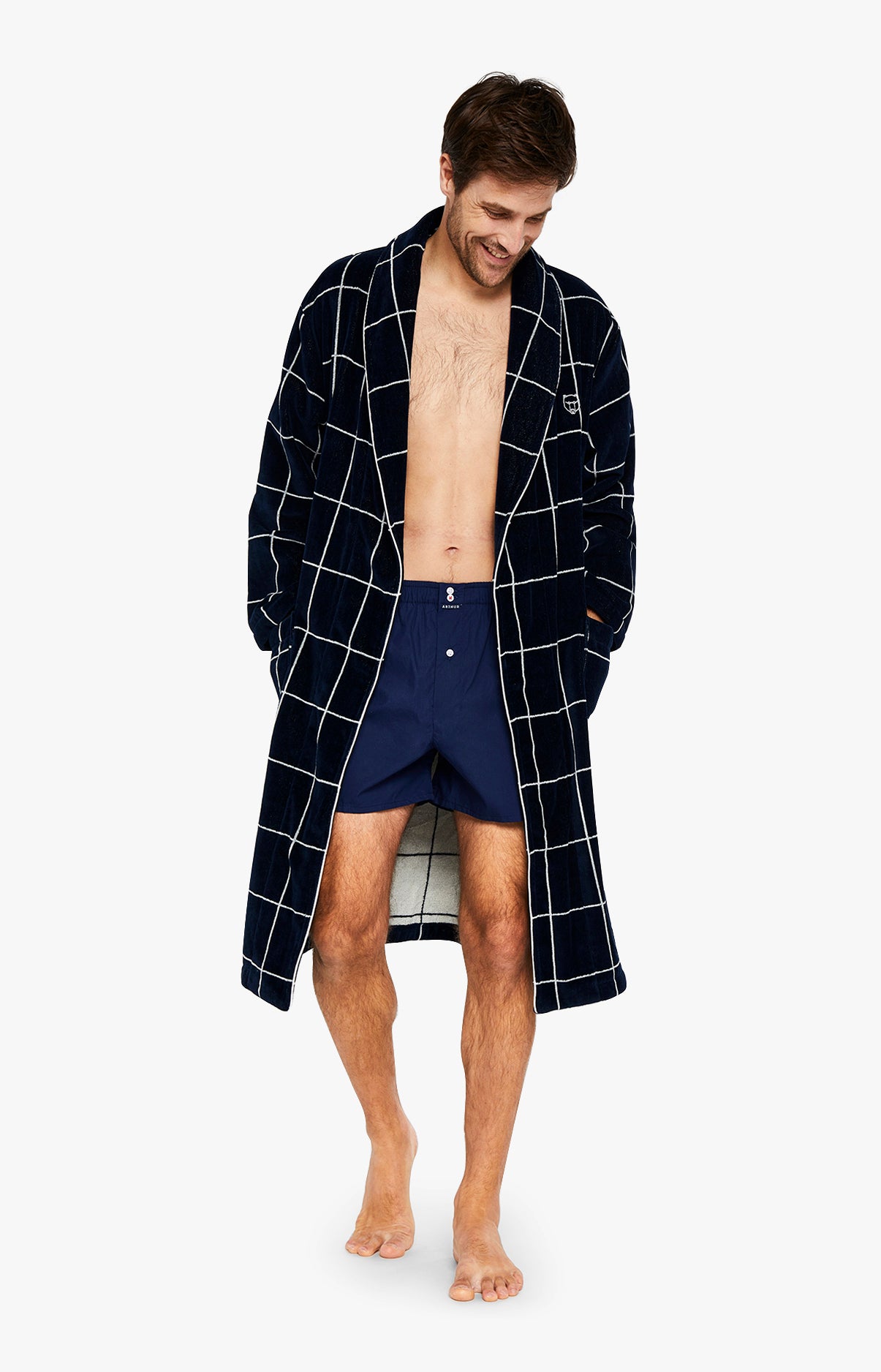 arthur-bob-lewis-peignoir-velours-coton-marine-taille-l image 1
