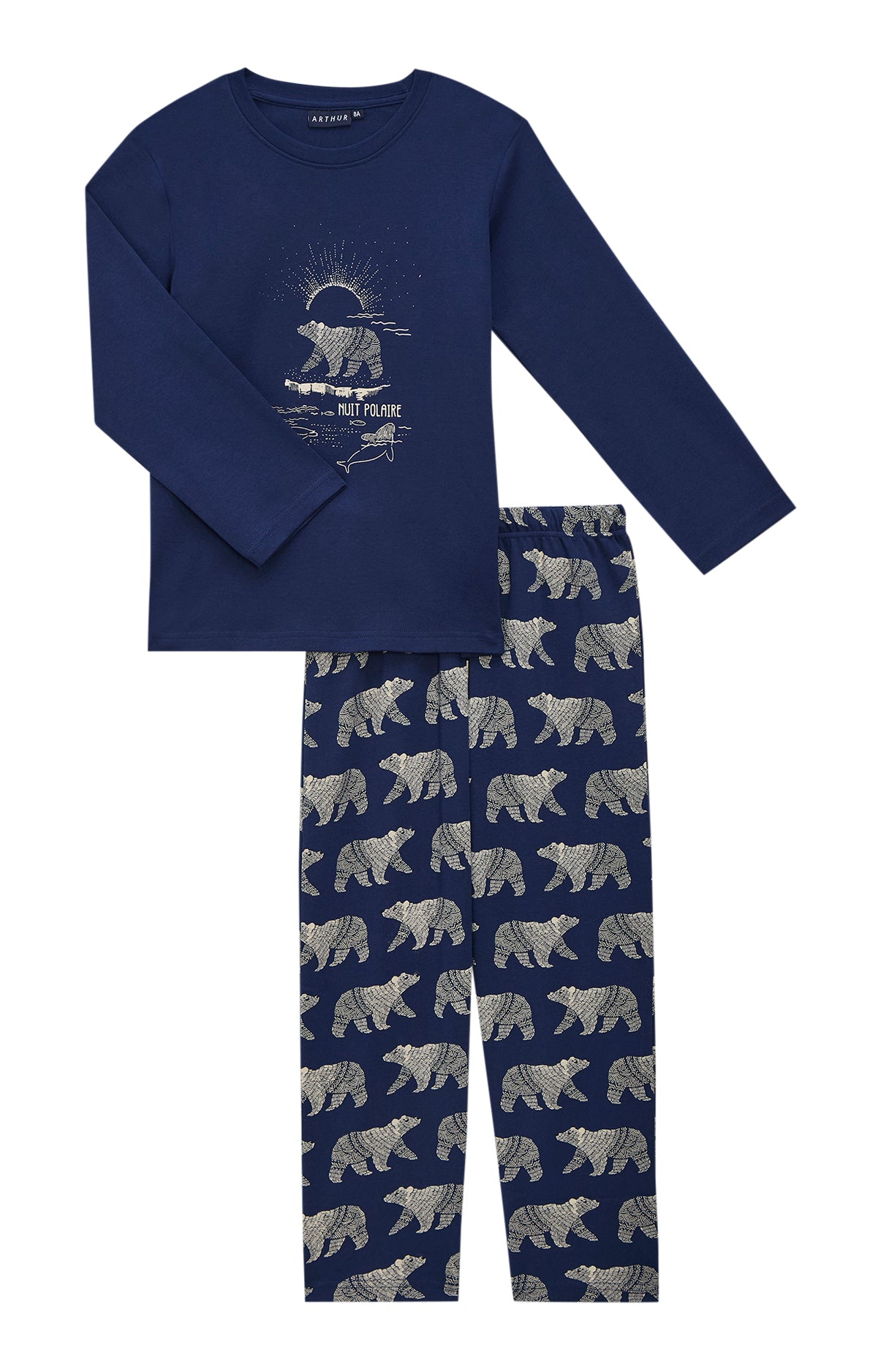 arthur-bob-pyjama-nuit-polaire-marine-coton-bio-enfant image 3