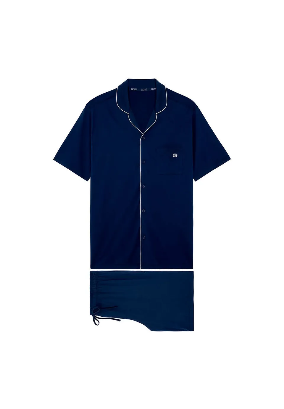 hom-rafael-pyjama-court-homme-bleu-marine-coton-modal image 1