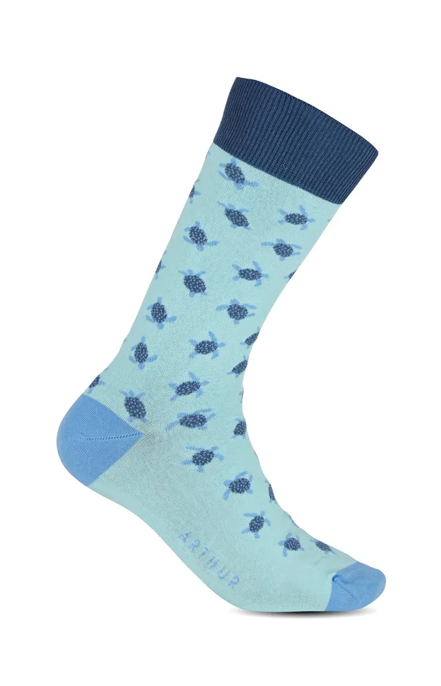 arthur-bob-chaussettes-tortue-lagon-39-45-bleu-coton image 1