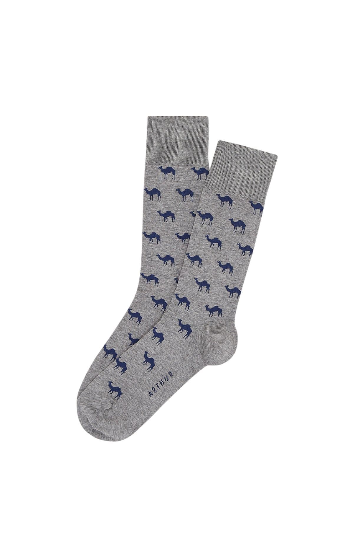 arthur-bob-dromadaire-chaussettes-homme-gris-fil-d-u00c9cosse image 1