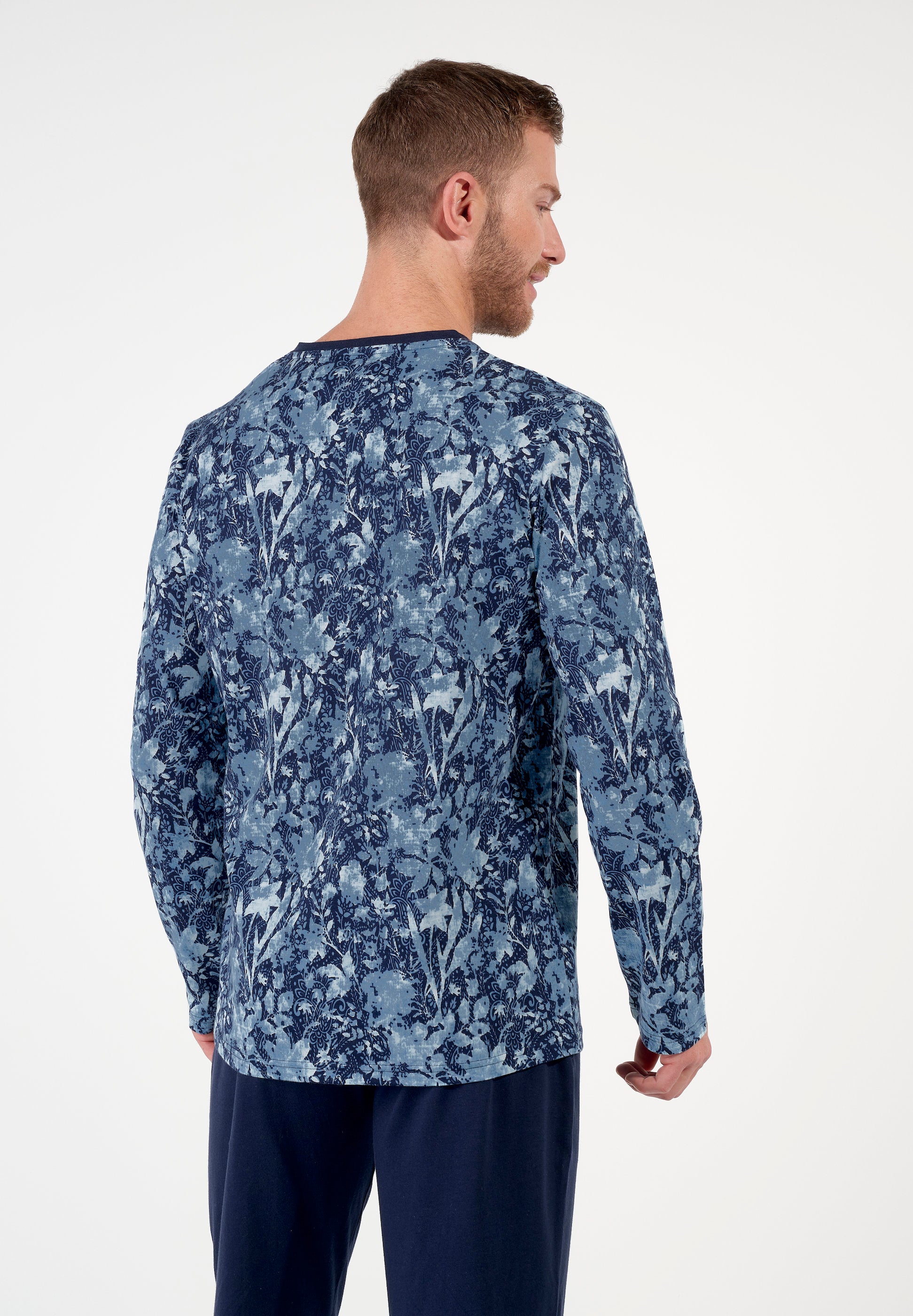 hom-compi-gne-pyjama-long-homme-bleu-coton image 3