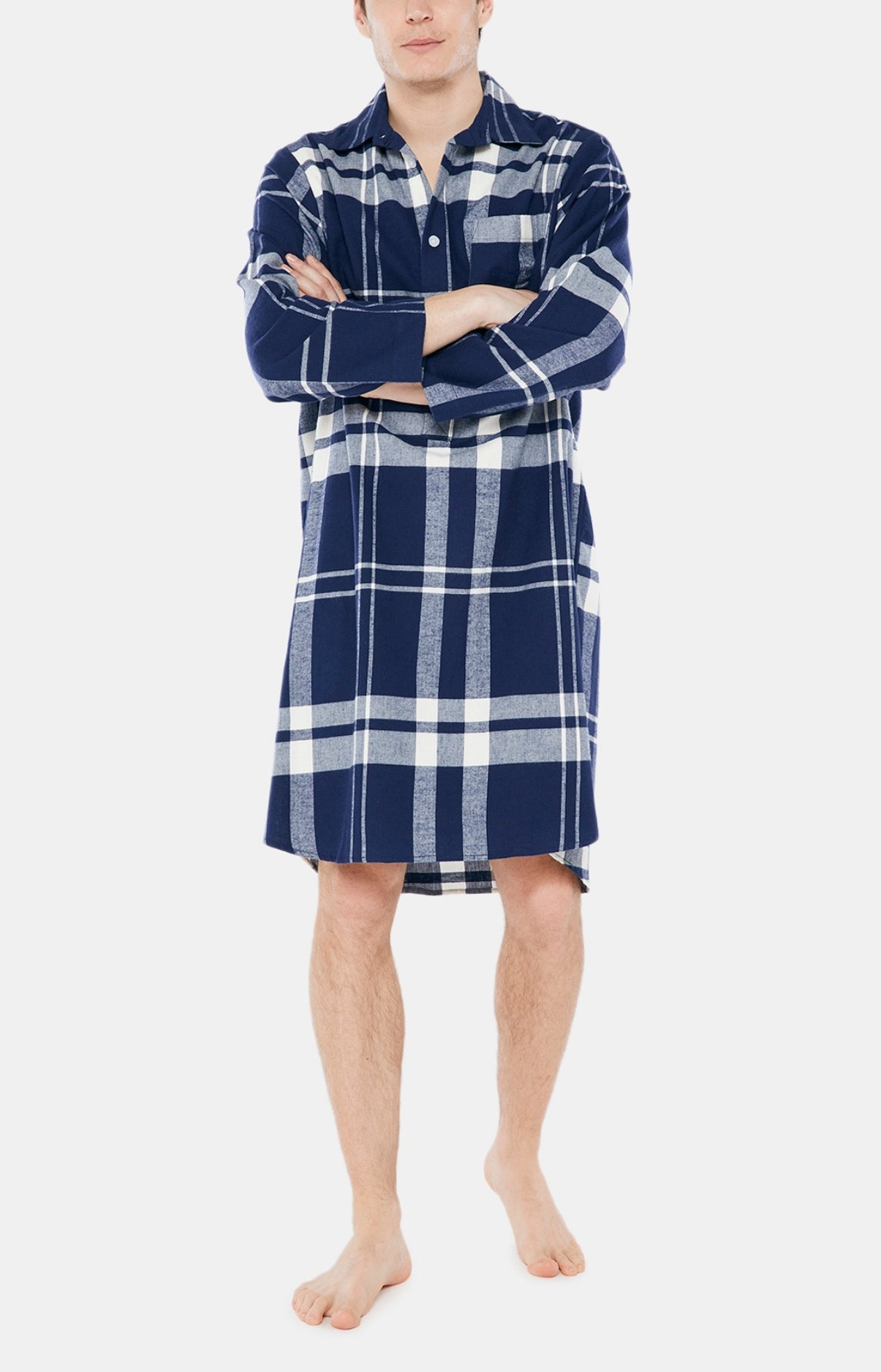 arthur-bob-big-carreaux-chemise-de-nuit-marine-flanelle image 1