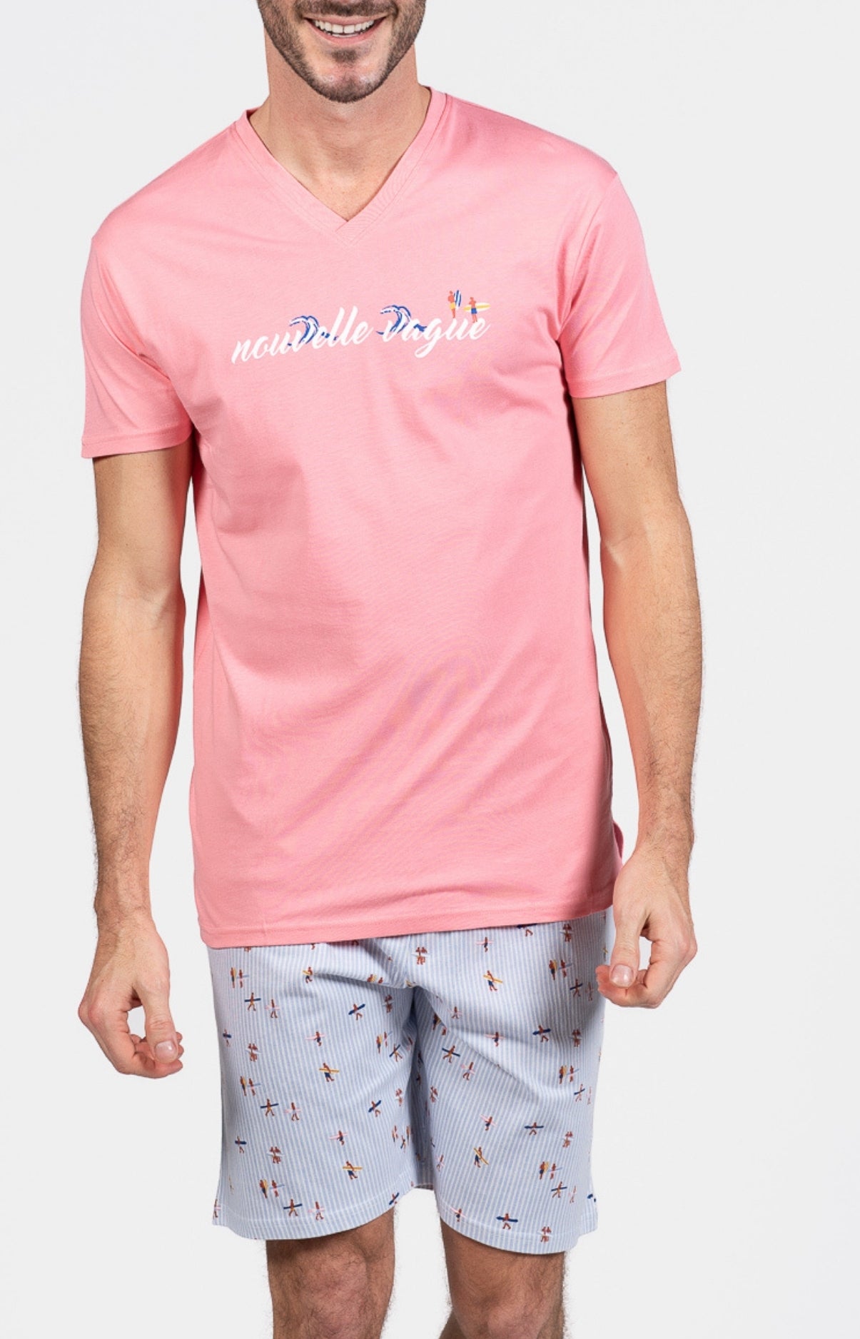 arthur-bob-surf-azur-pyjashort-homme-azur-coton image 1