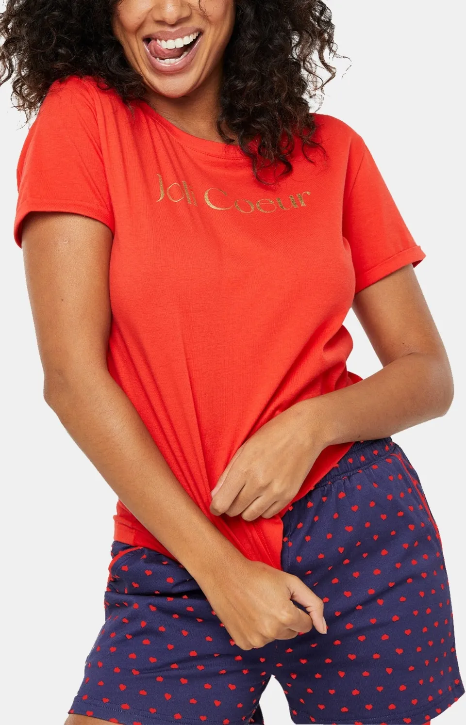 arthur-bob-joli-coeur-pyjashort-femme-marine-coton-bio image 1
