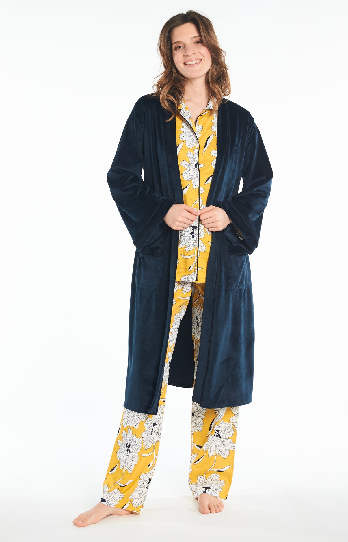 arthur-bob-peignoir-uni-peignoir-femme-nuit-bleu-classique image 5