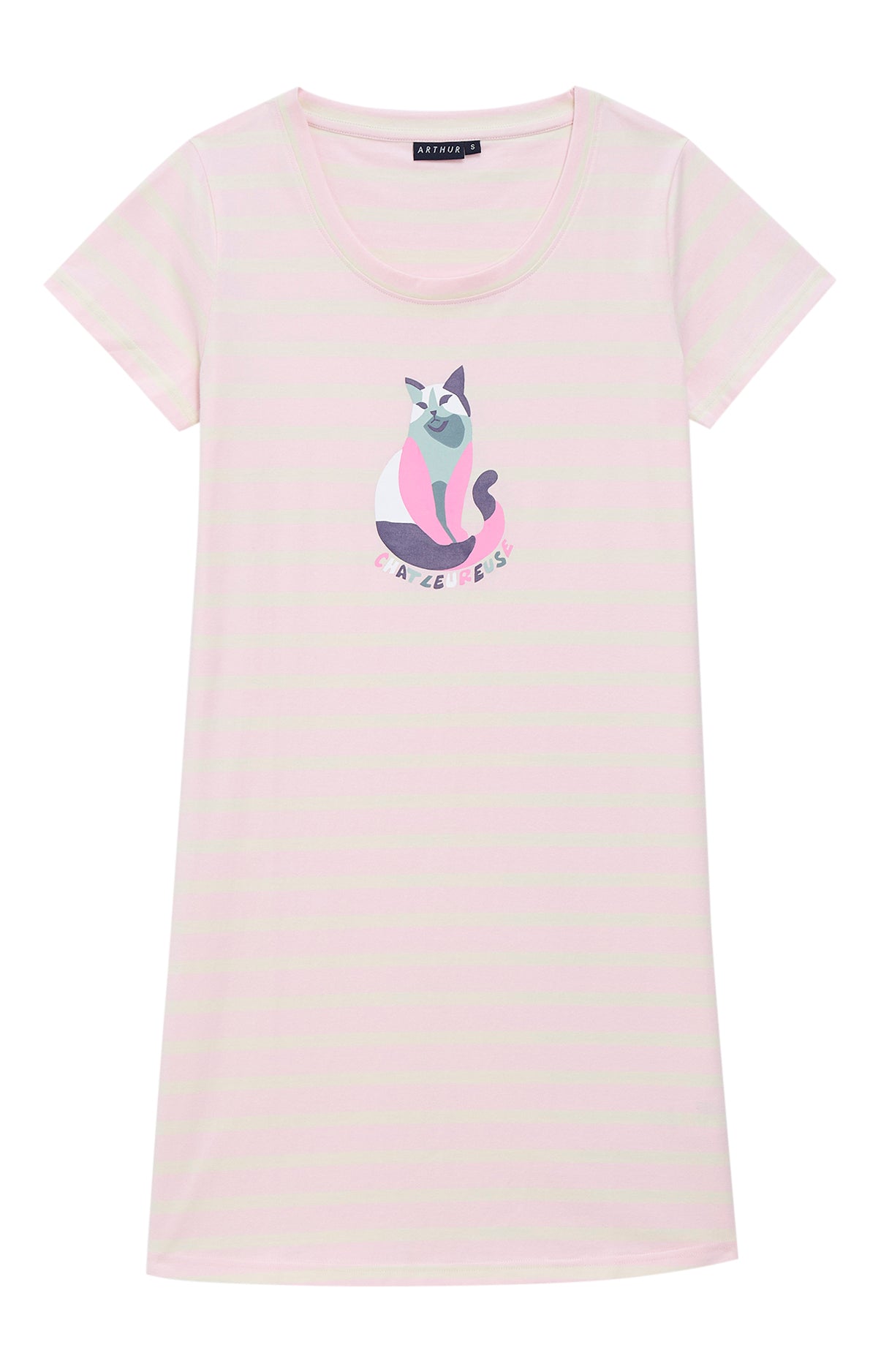 arthur-bob-chatleureuse-chemise-de-nuit-rose-coton-bio image 3