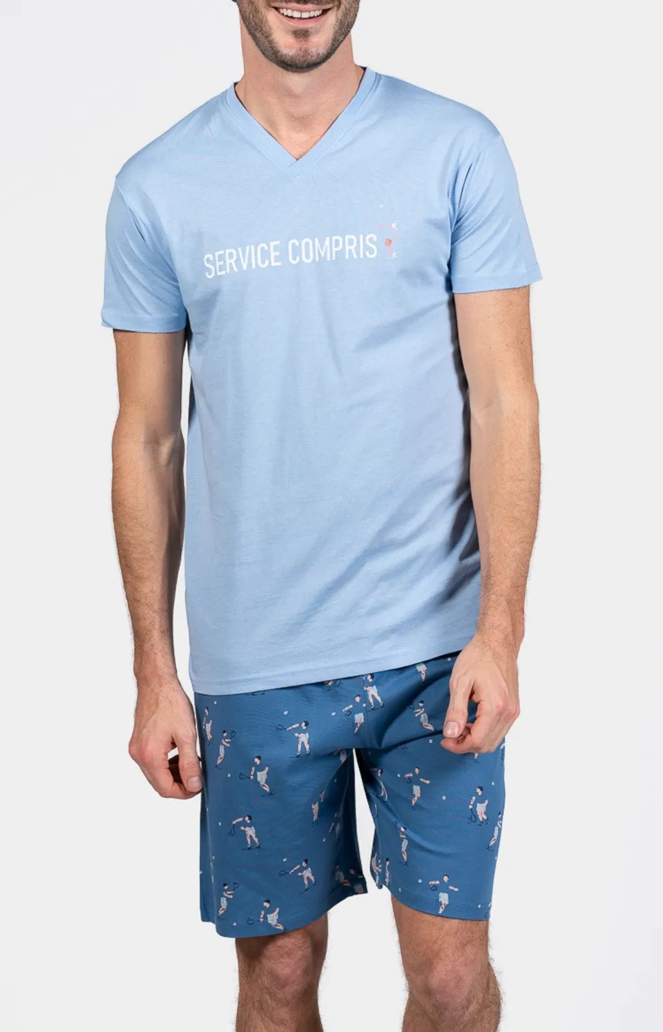 arthur-bob-service-compris-pyjashort-homme-coton-jean image 1