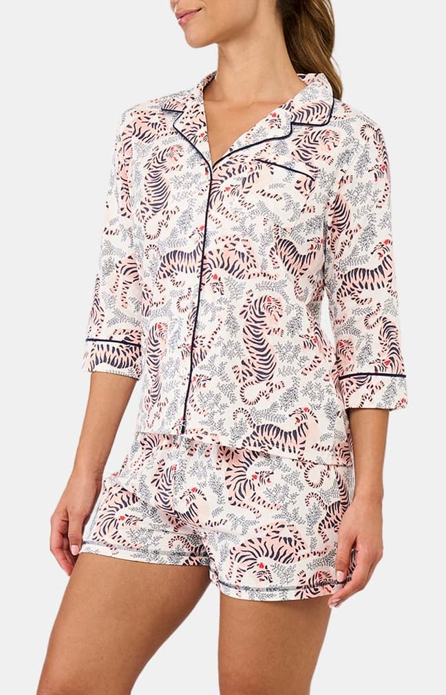 arthur-bob-tigre-pyjama-court-femme-blanc-coton-bio image 1
