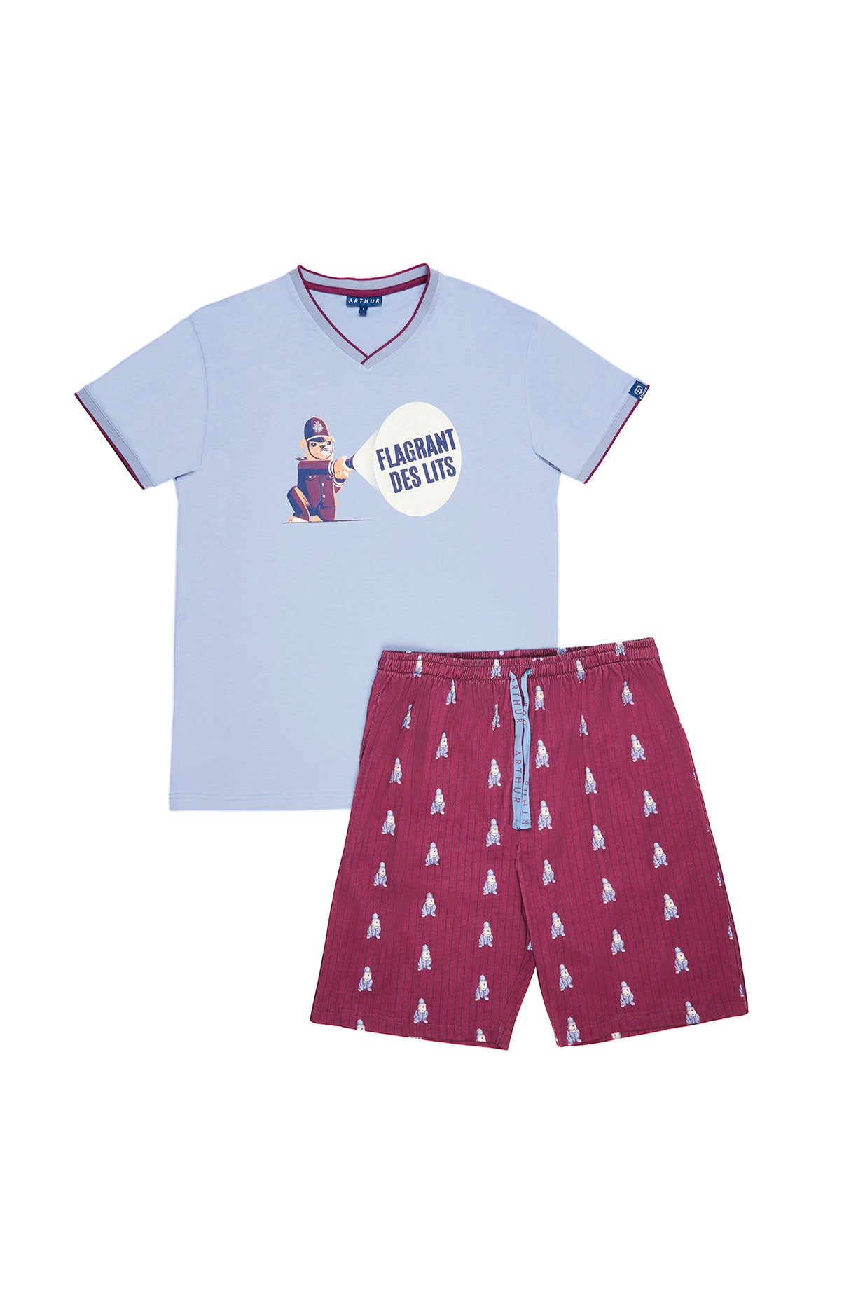arthur-bob-bobby-pyjashort-homme-bordeaux-coton-bio image 3