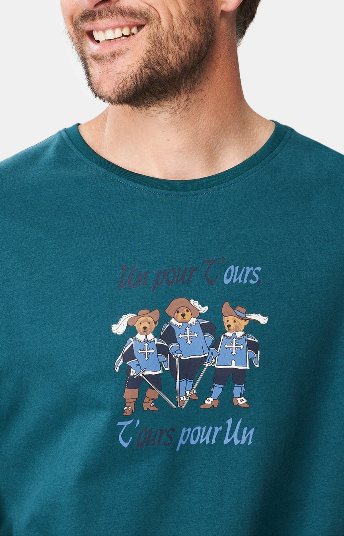 arthur-bob-teddy-mousquetaires-maxi-tee-shirt-vert-coton-bio image 2
