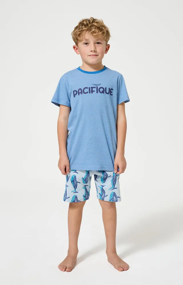 arthur-bob-pyjashort-pacifique-bleu-coton-bio-enfant image 1
