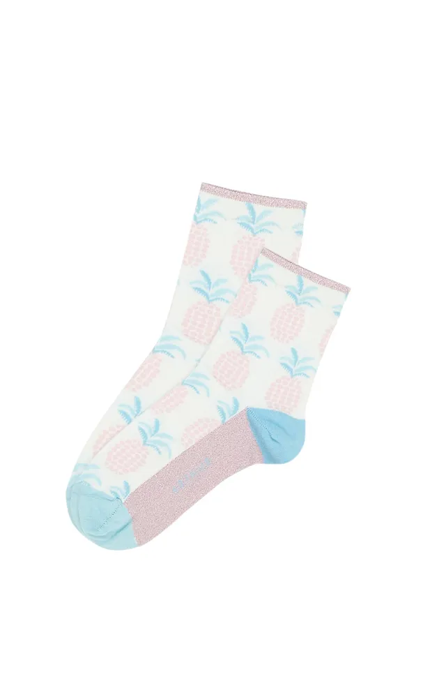 arthur-bob-ananas-chaussettes-coton-femme-ecru image 1