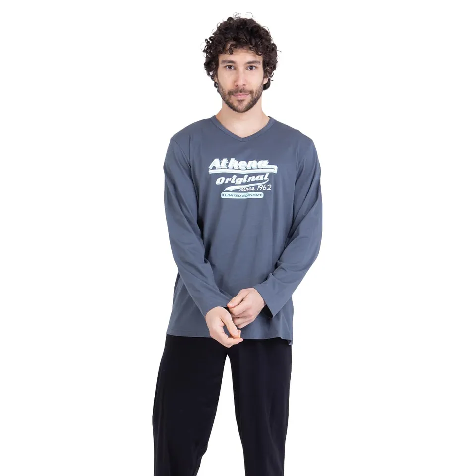 athena-ecopack-7o71-pyjama-homme-taille-l-coton-manches-longues image 1
