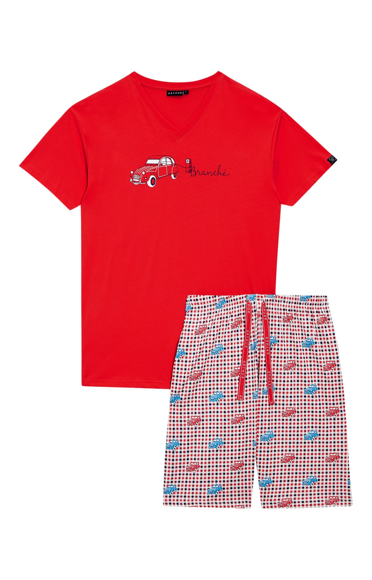 arthur-bob-2cv-branch-pyjashort-rouge-coton-bio image 3