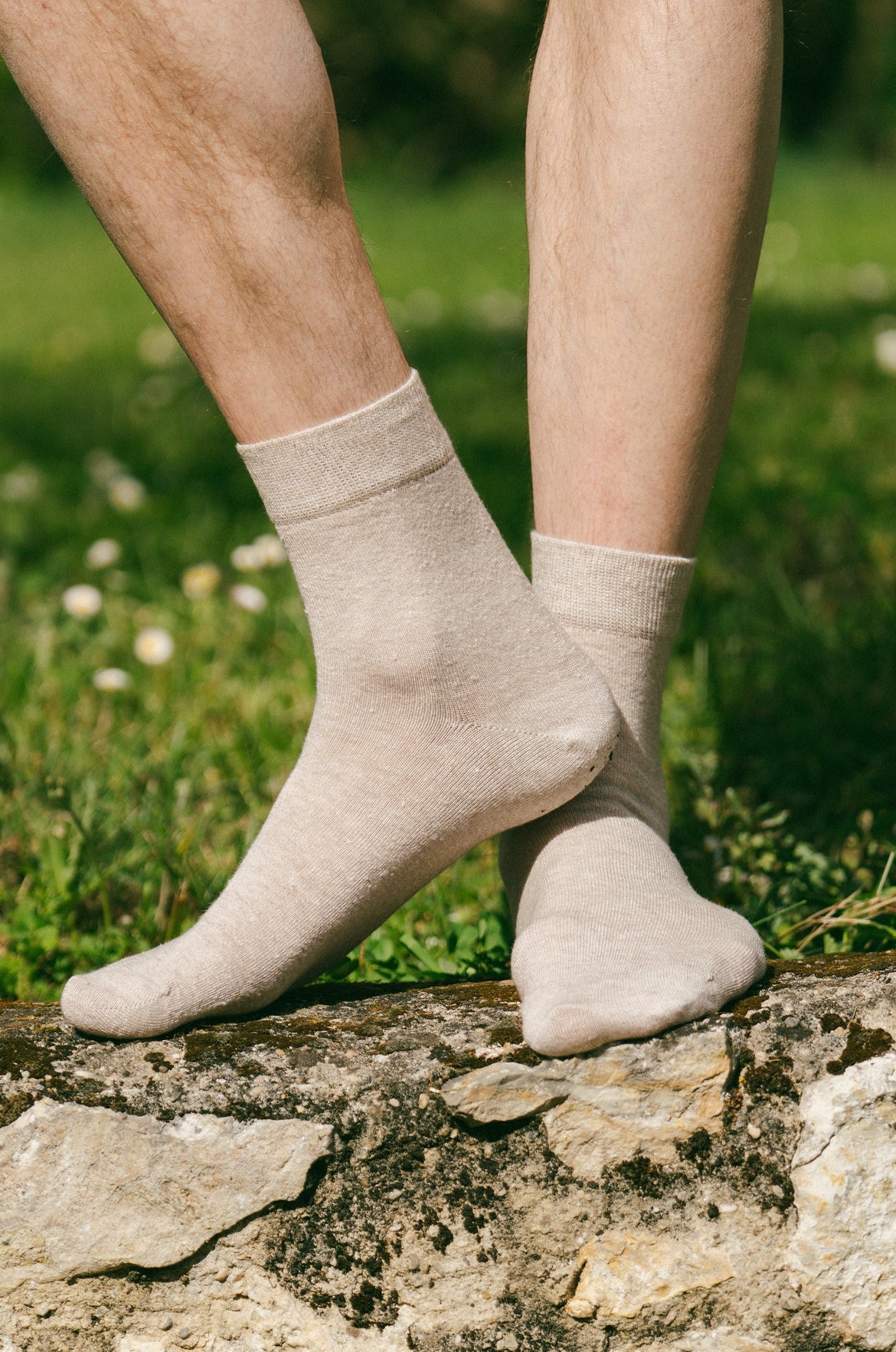 p-trone-lin-coton-chaussettes-lisses-beige-chin image 2