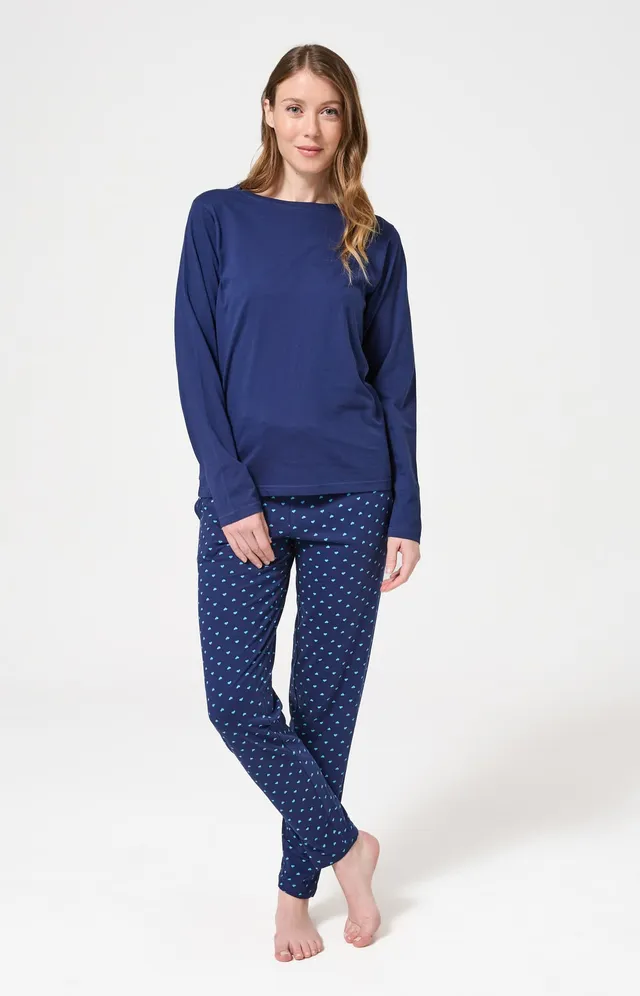 arthur-bob-pyjama-tradi-marine-femme-coton-bio image 1