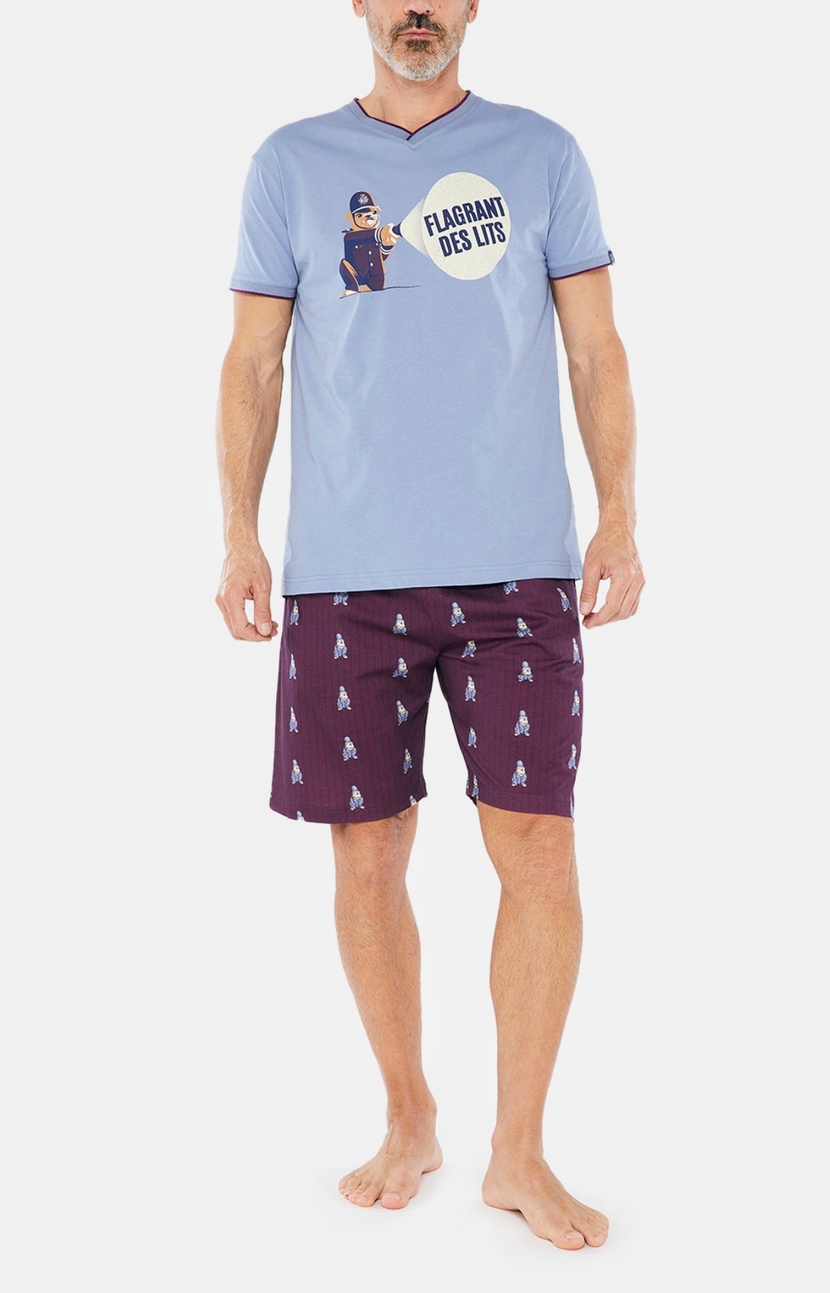 arthur-bob-bobby-pyjashort-homme-bordeaux-coton-bio image 1
