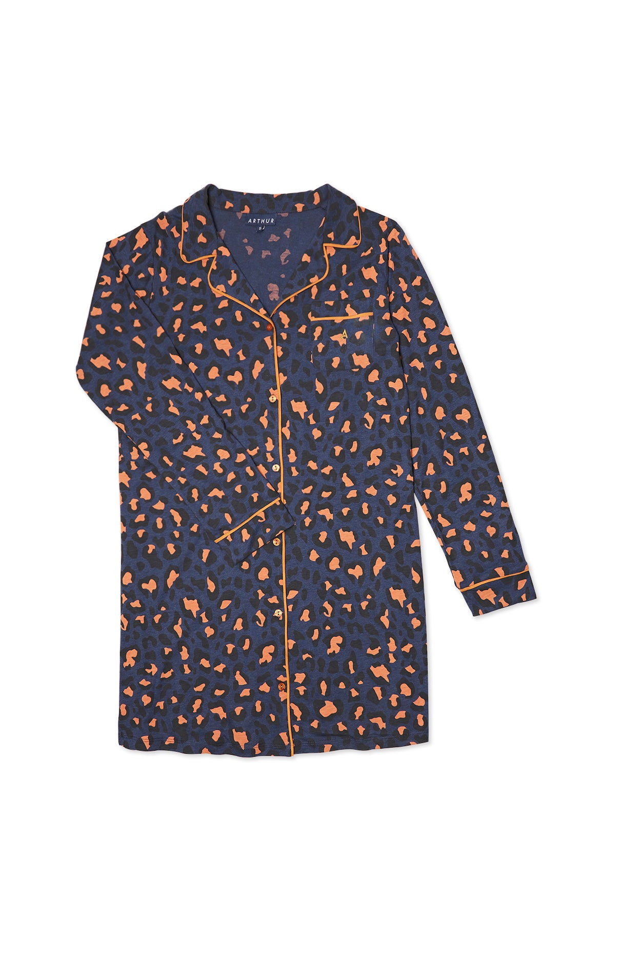 arthur-bob-chemise-de-nuit-l-opard-marine-courte image 3
