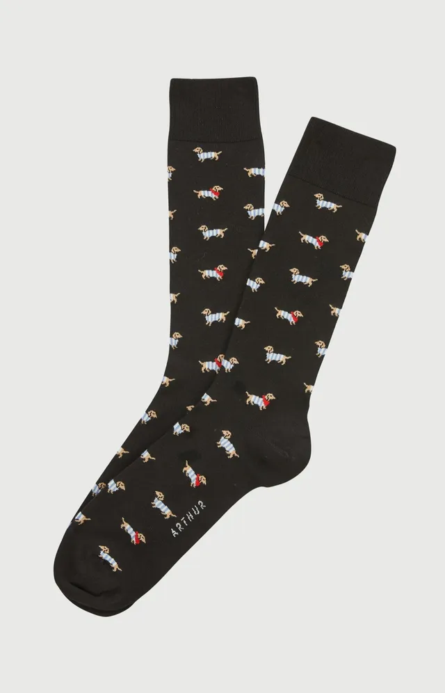 arthur-bob-tobbie-chaussettes-noir-coton-teckel image 1