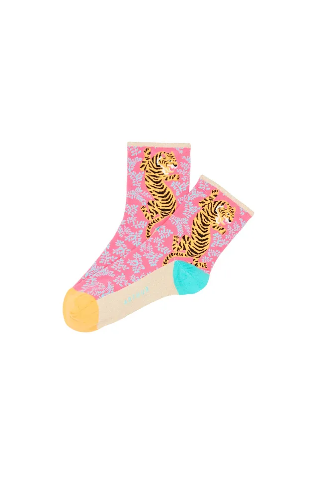 arthur-bob-tigre-chaussettes-femme-fushia-coton image 1