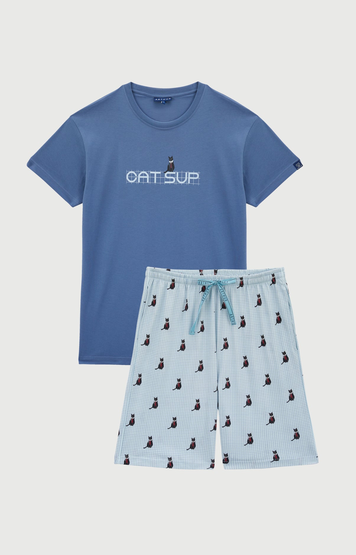 arthur-bob-pyjashort-coton-bio-cat-sup-ciel image 3