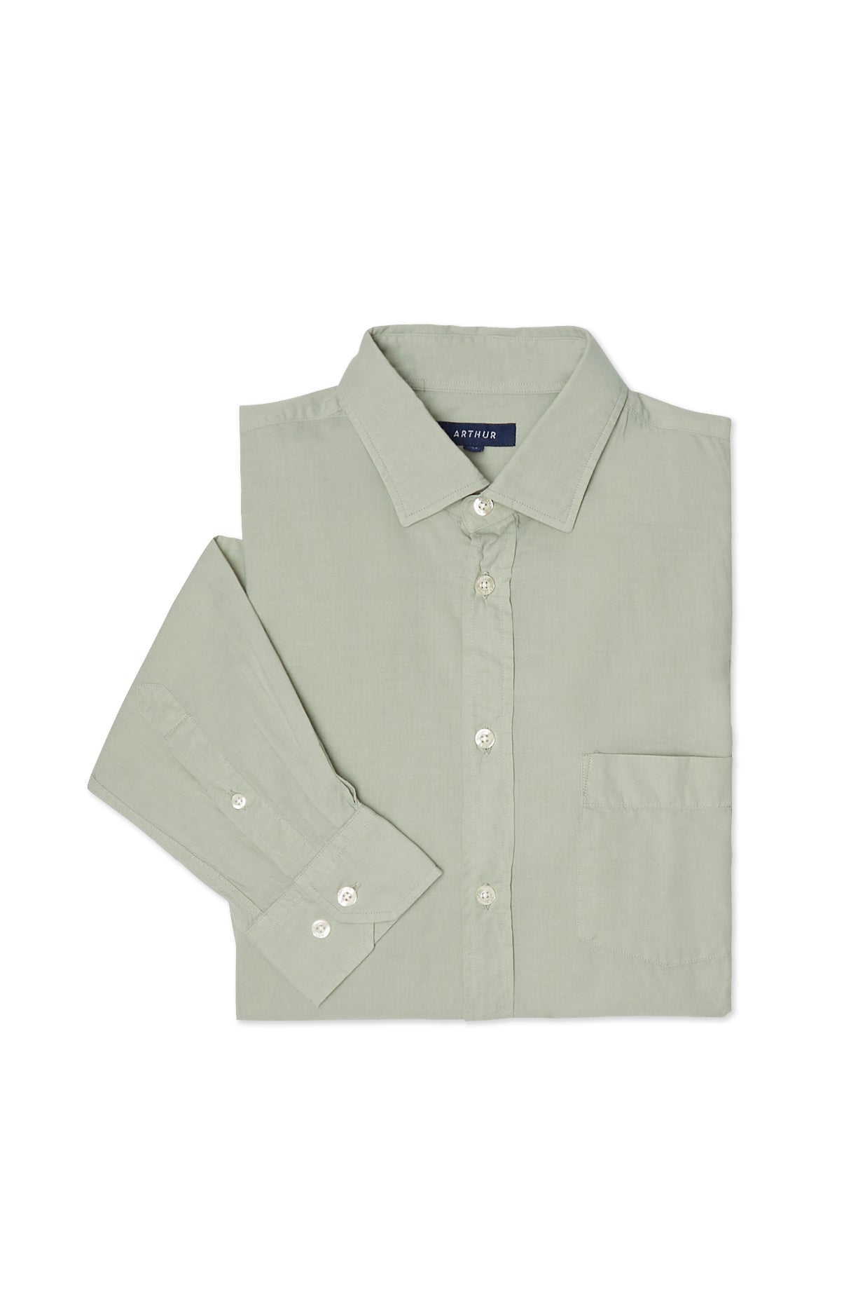 arthur-bob-chemise-coton-vert-lichen-manches-longues image 3