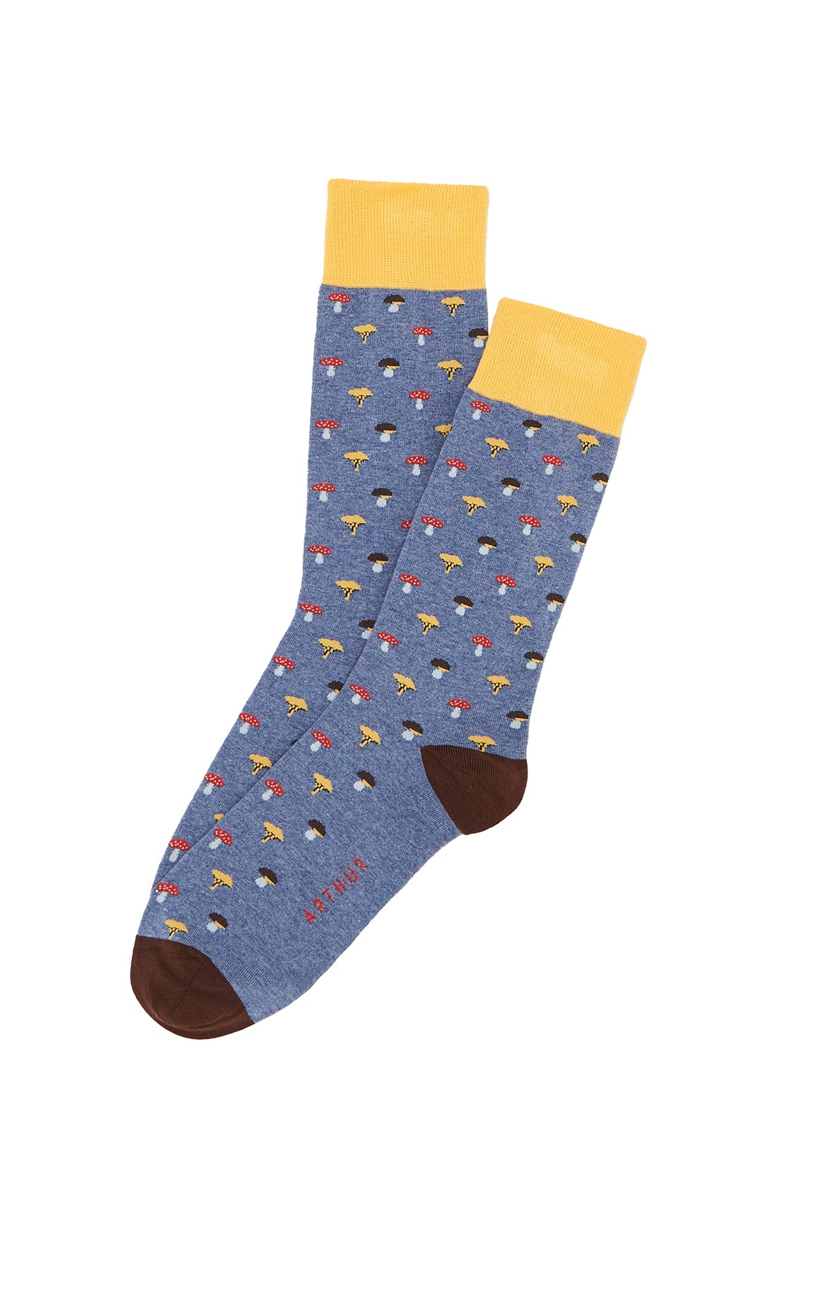 arthur-bob-champignons-bleu-chaussettes-coton-bio image 1