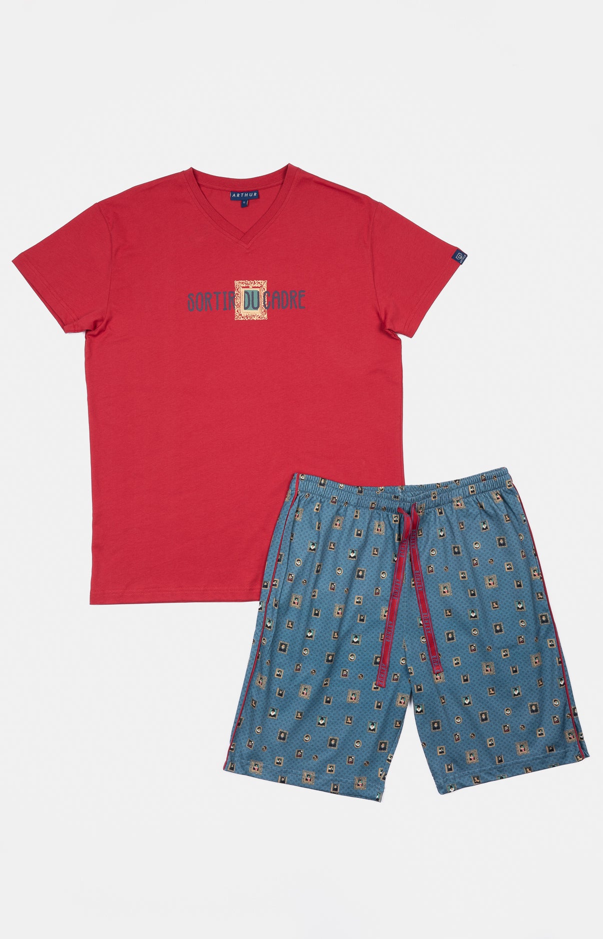 arthur-cadre-pyjashort-homme-bleu-m-coton-bio image 3
