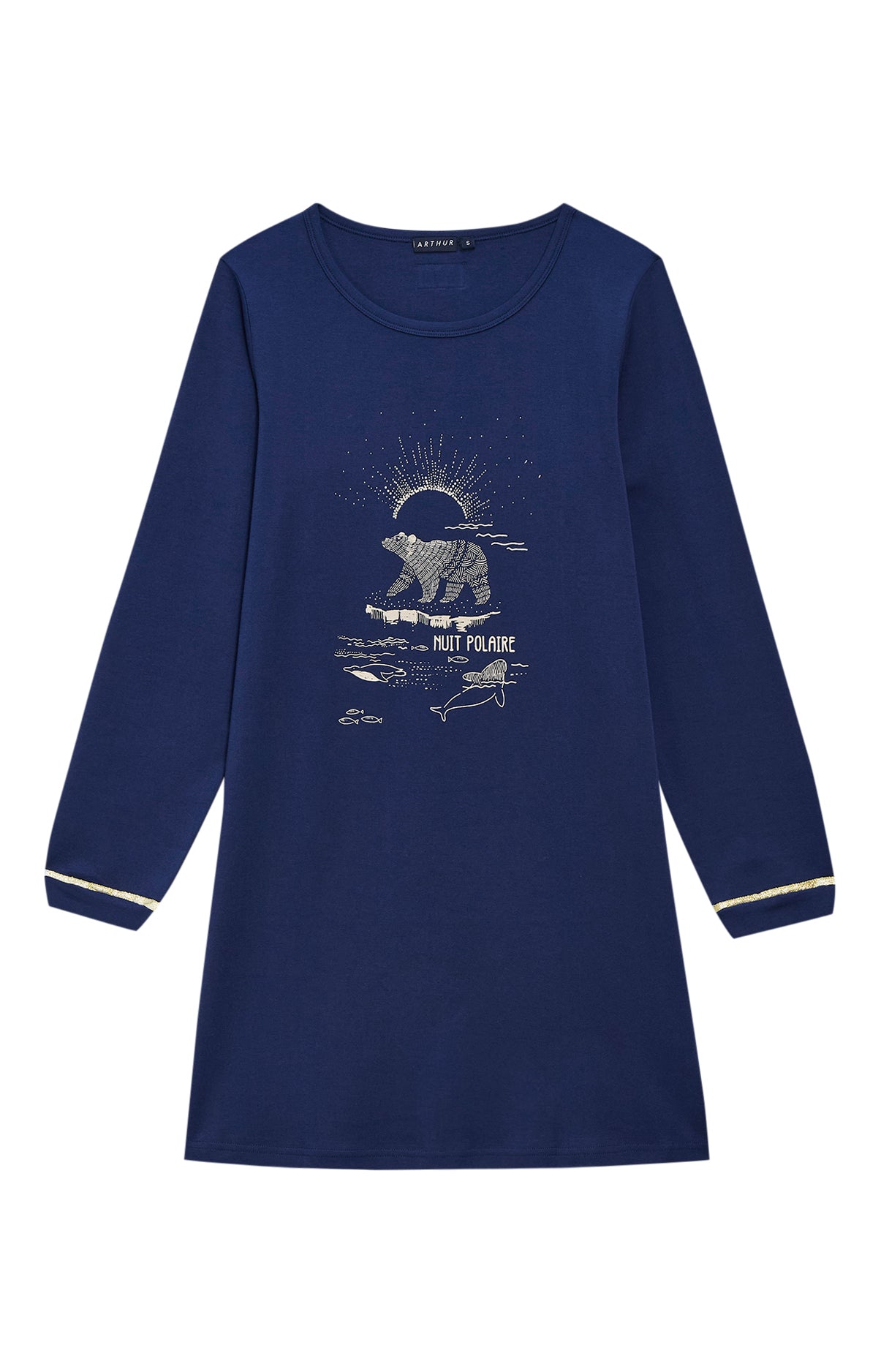 arthur-bob-nuit-polaire-chemise-de-nuit-coton-bio-marine image 3
