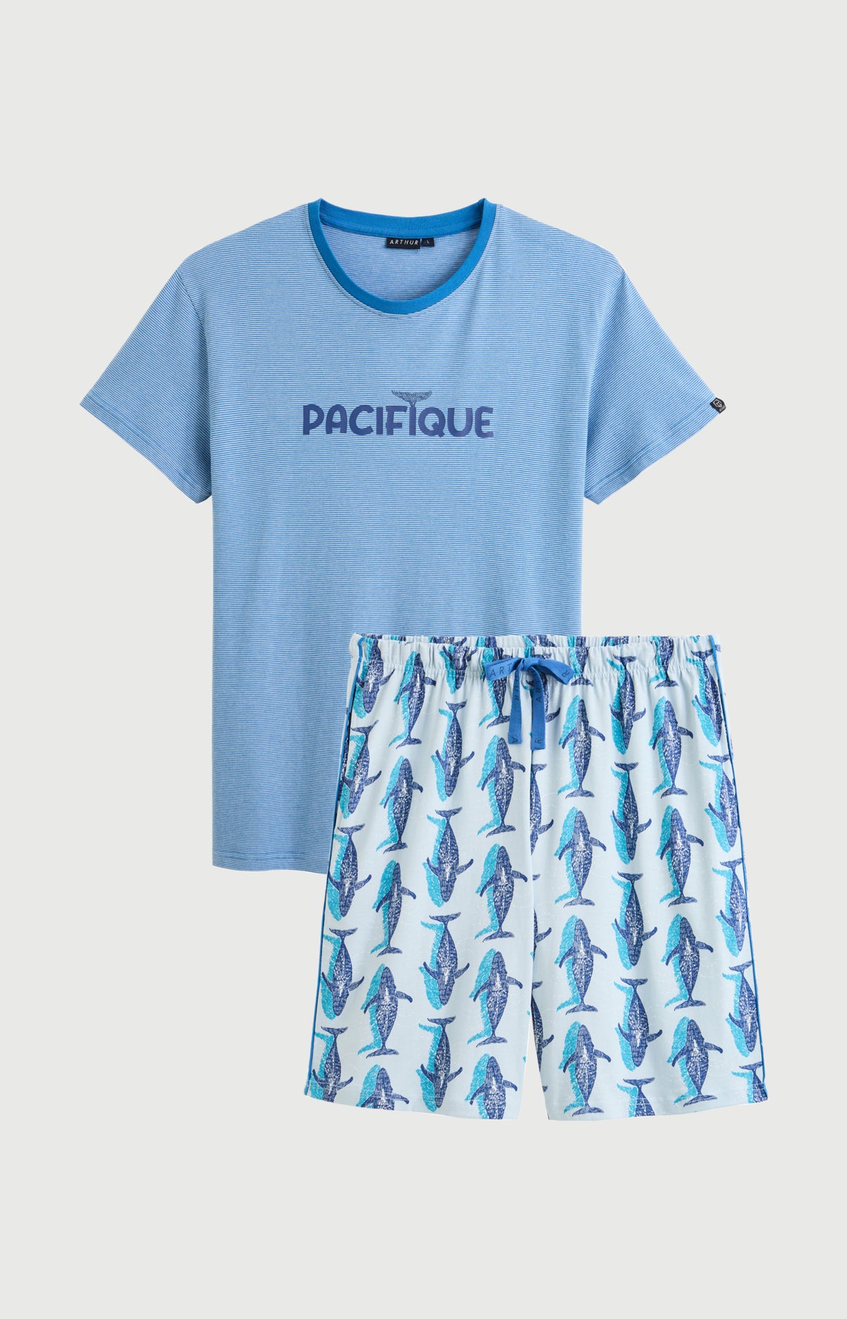 arthur-bob-pacifique-pyjashort-homme-bleu-coton-bio image 3