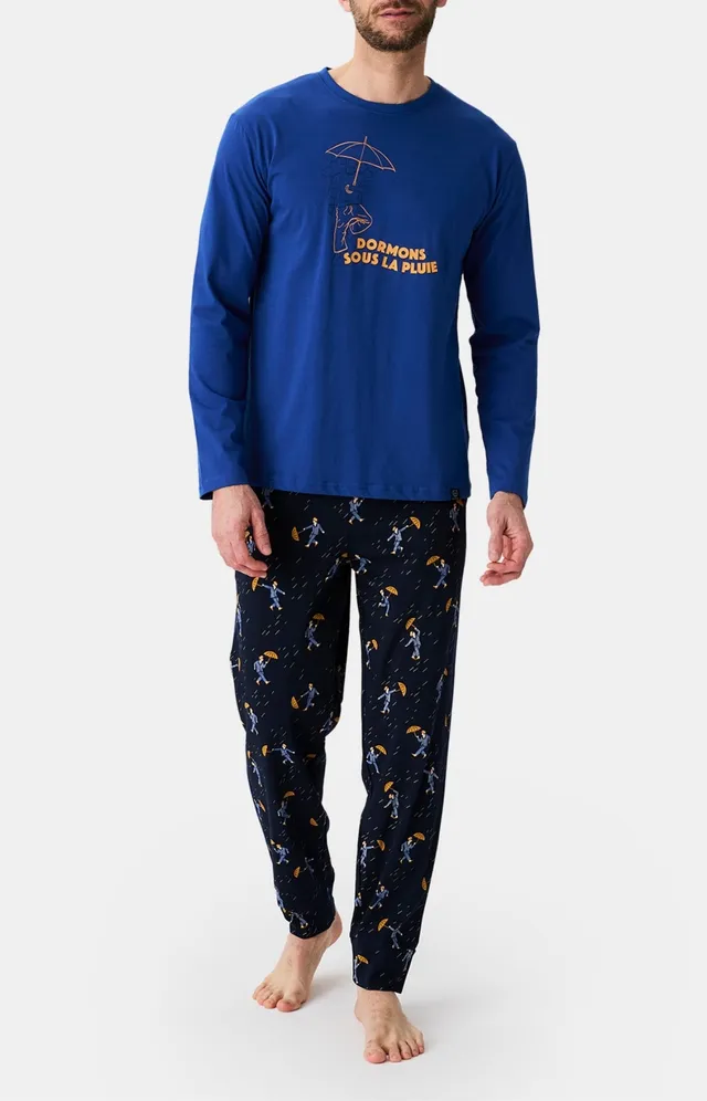 arthur-bob-dormons-sous-la-pluie-pyjama-homme-gris-coton-bio image 1