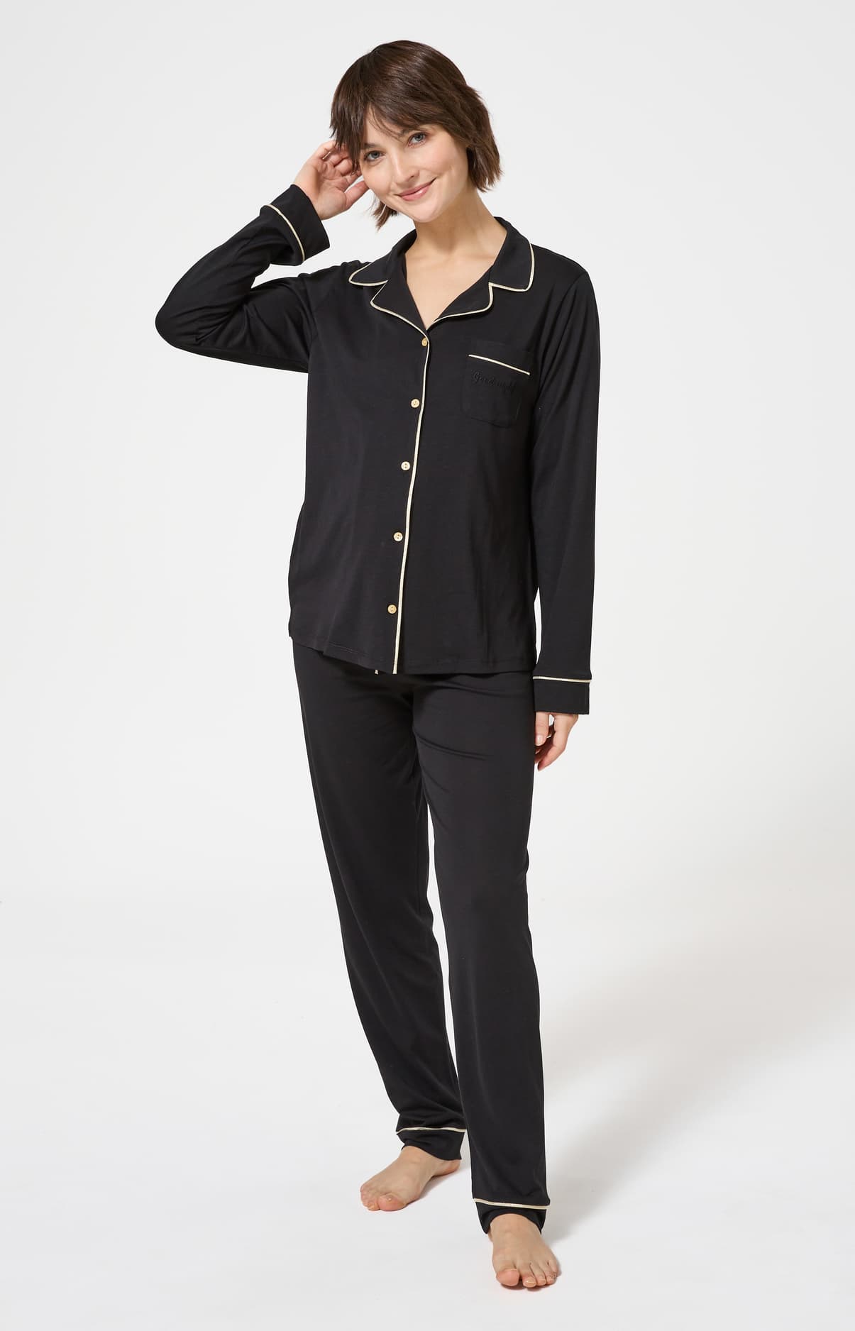 arthur-bob-tradi-pyjama-femme-noir-lyocell-coton image 4