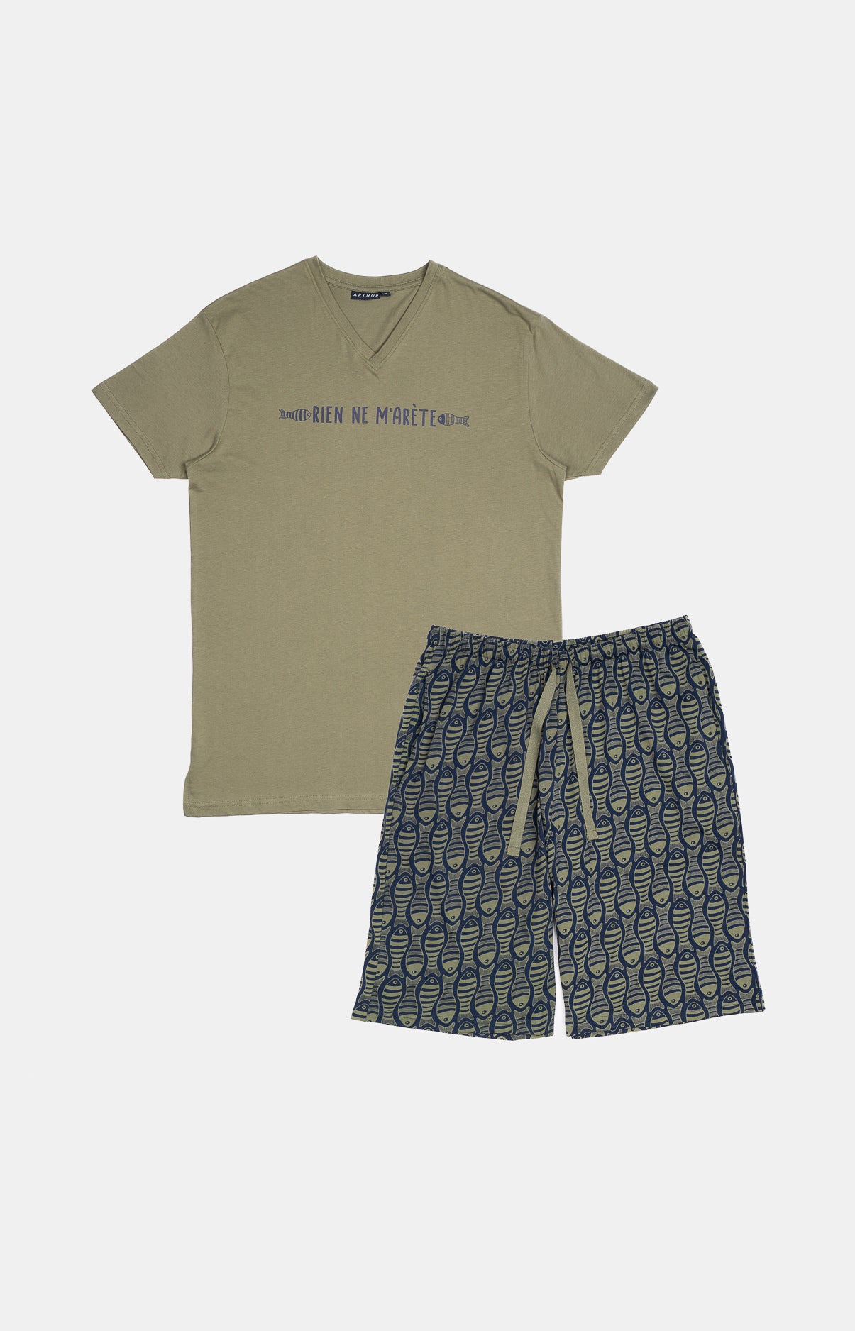 arthur-bob-fish-pyjashort-homme-marine-coton image 3