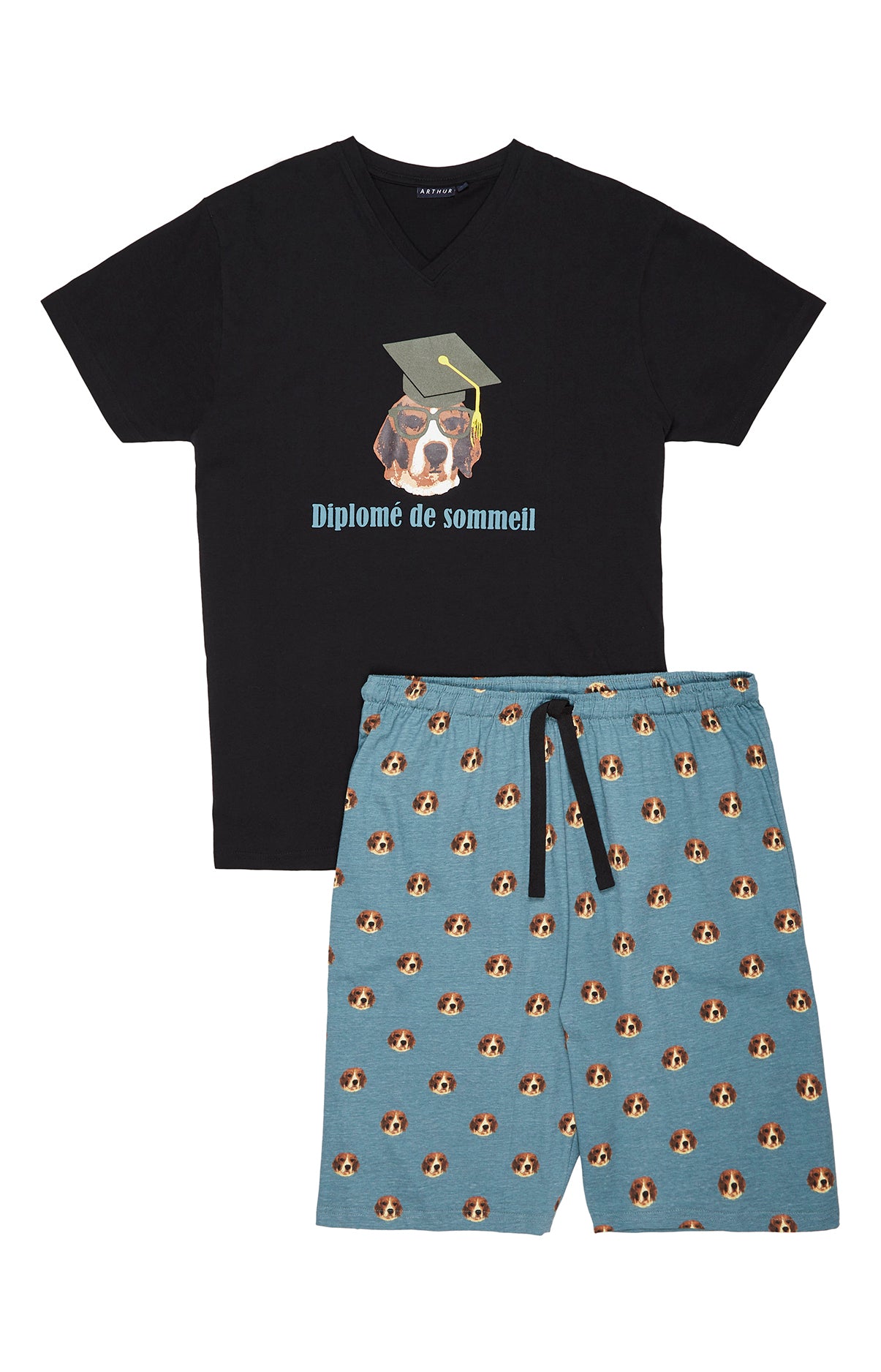 arthur-bob-beagle-pyjashort-coton-homme-acier image 3