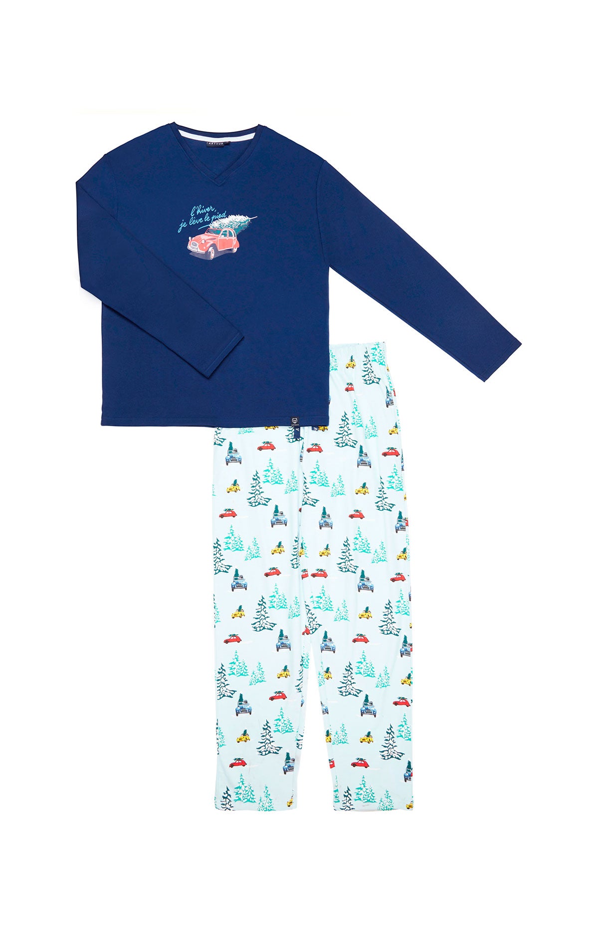 arthur-bob-2cv-pyjama-long-coton-bio-bleu-glace image 3
