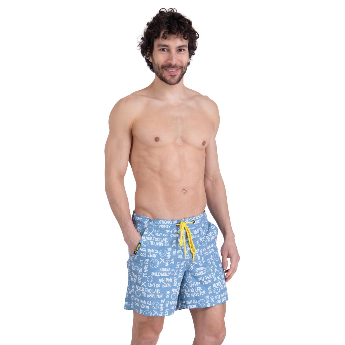 athena-graphic-smileyworld-bermuda-bain-homme-l-bleu-jean image 4