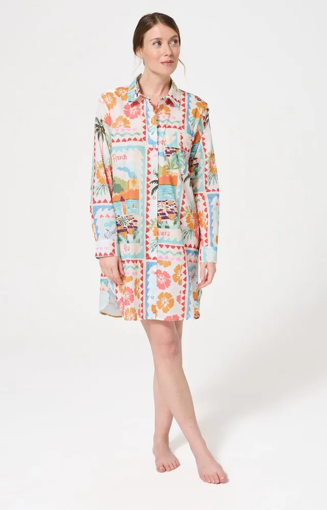 arthur-bob-french-riviera-robe-chemise-multicolore-coton image 1